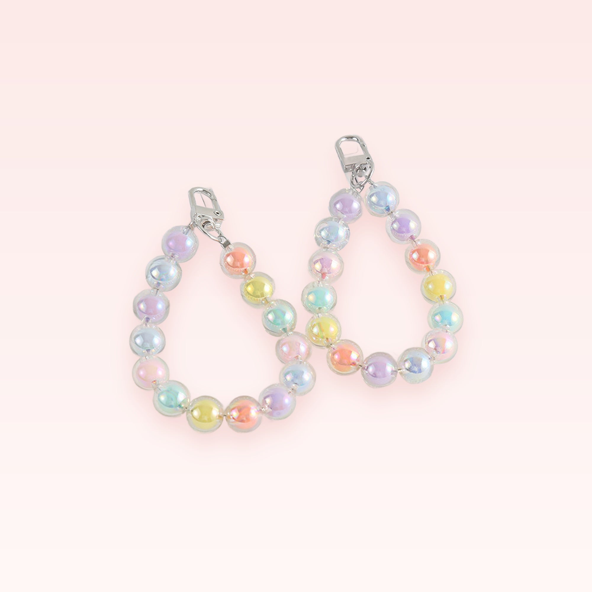Iridescent Pastel Bead Phone Charm Strap | Kawaii Wrist Lanyard