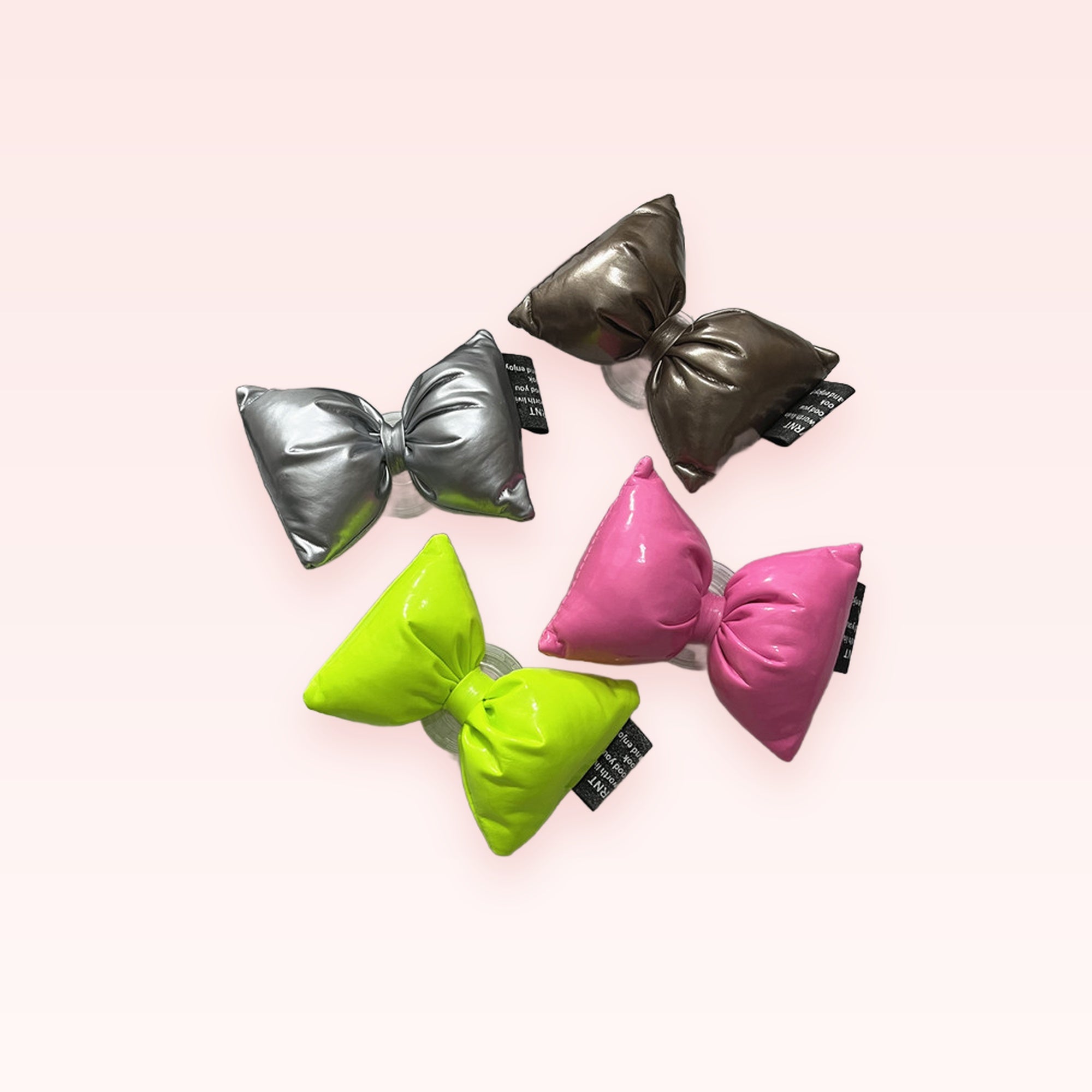Puffy Bow Phone Grip | Metallic PVC Expandable Stand