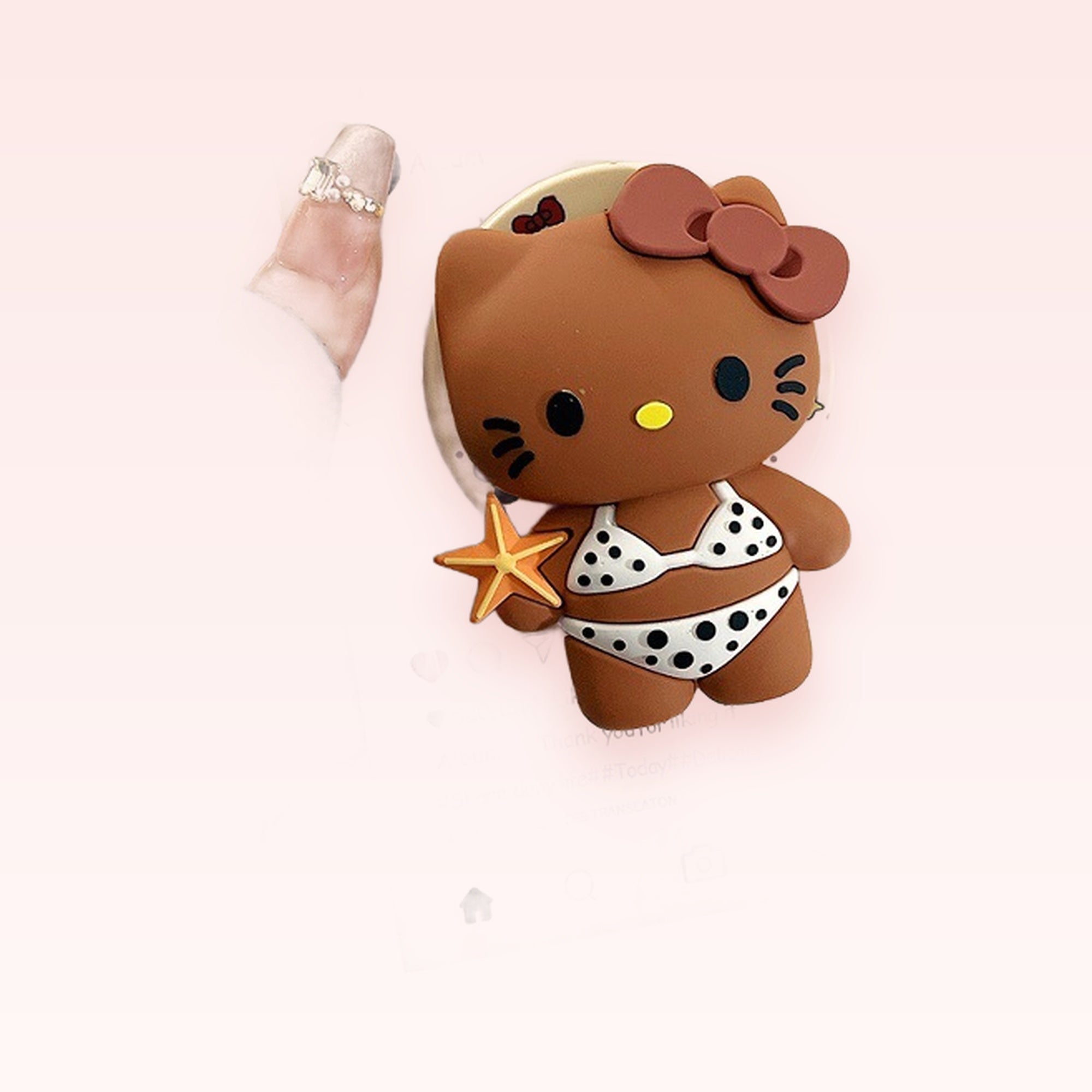 Kawaii Hello Kitty Bikini Phone Grip | Cute Brown Sanrio Pop Socket Stand
