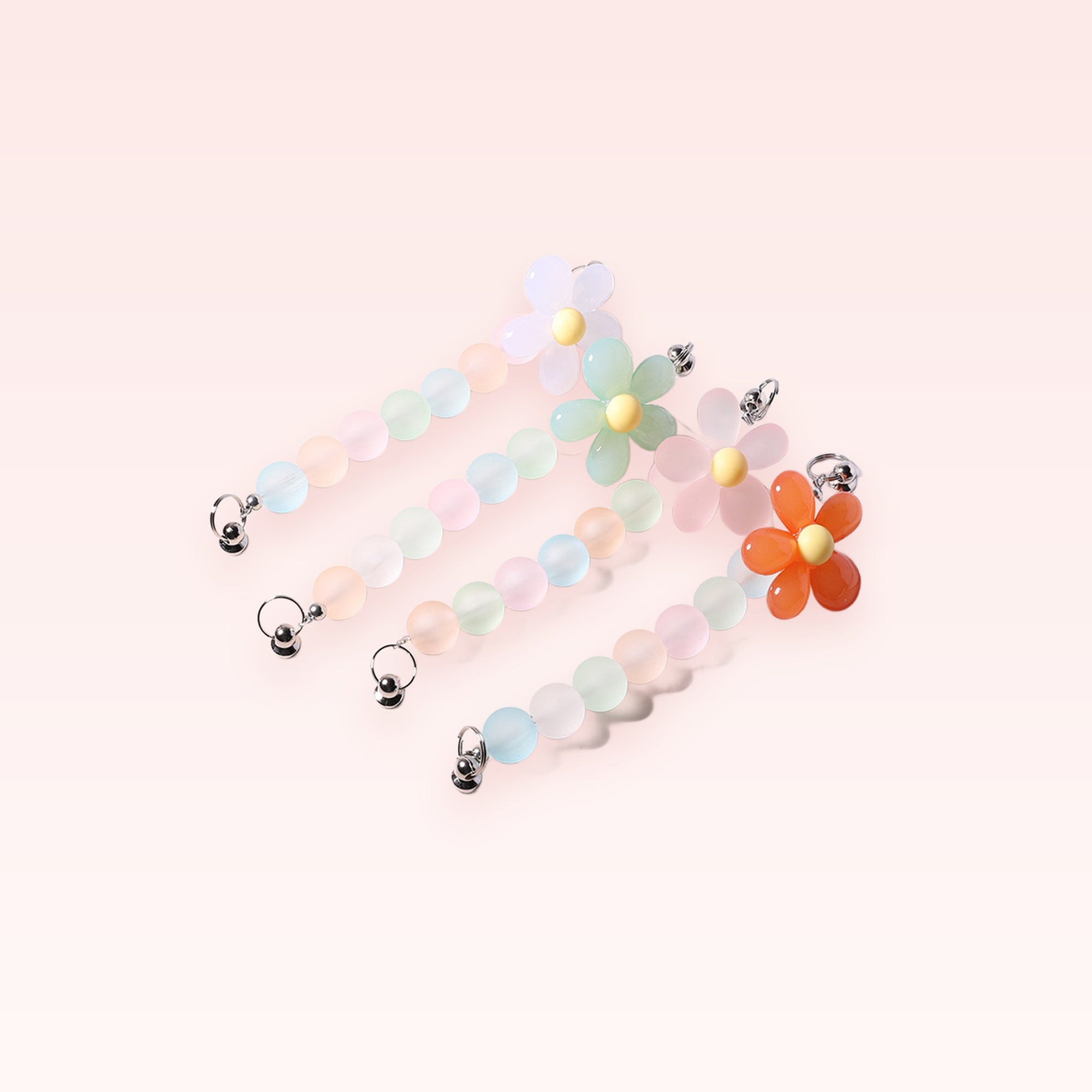 Pastel Daisy Bead Phone Charm Strap | Cute Frosted Wrist Lanyard