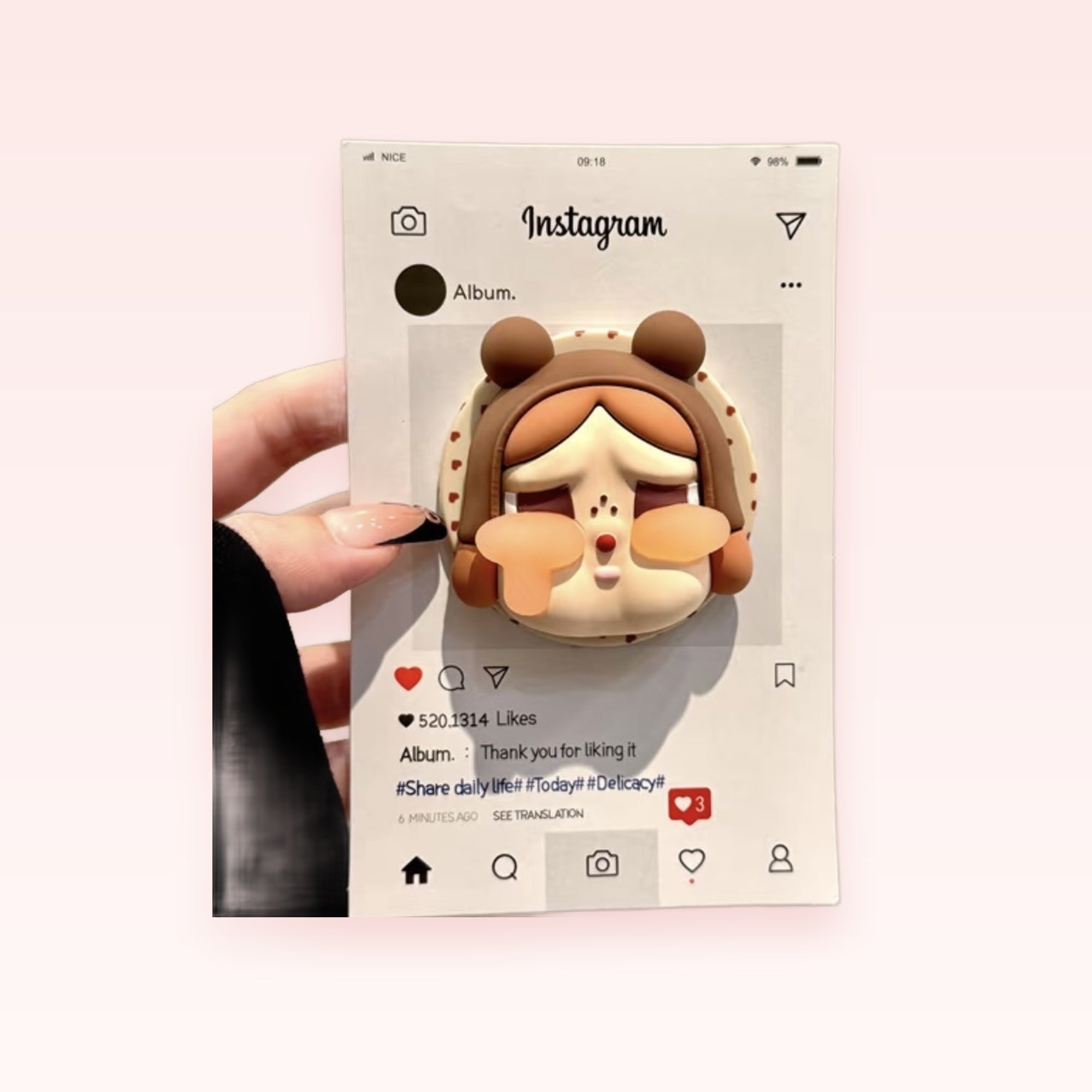Cute Brown Bear Hooded Girl Phone Grip | Kawaii Pop Socket Stand