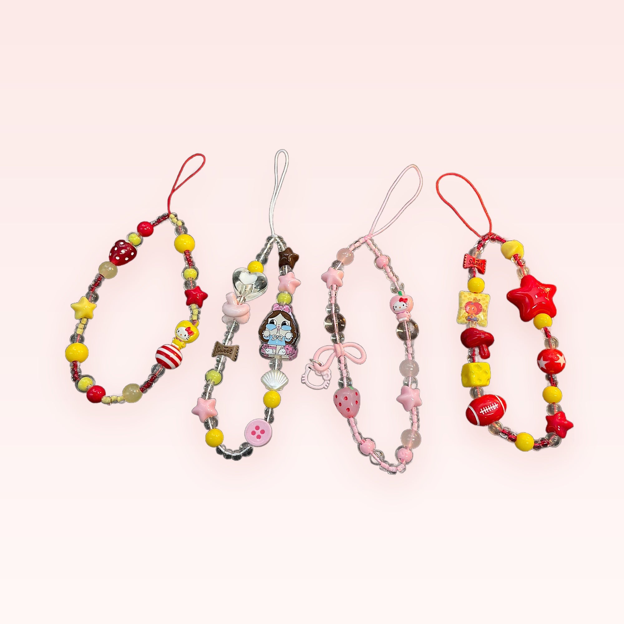 Kawaii Beaded Phone Charm Wrist Straps | Cute Y2K Aesthetic Phone Lanyards