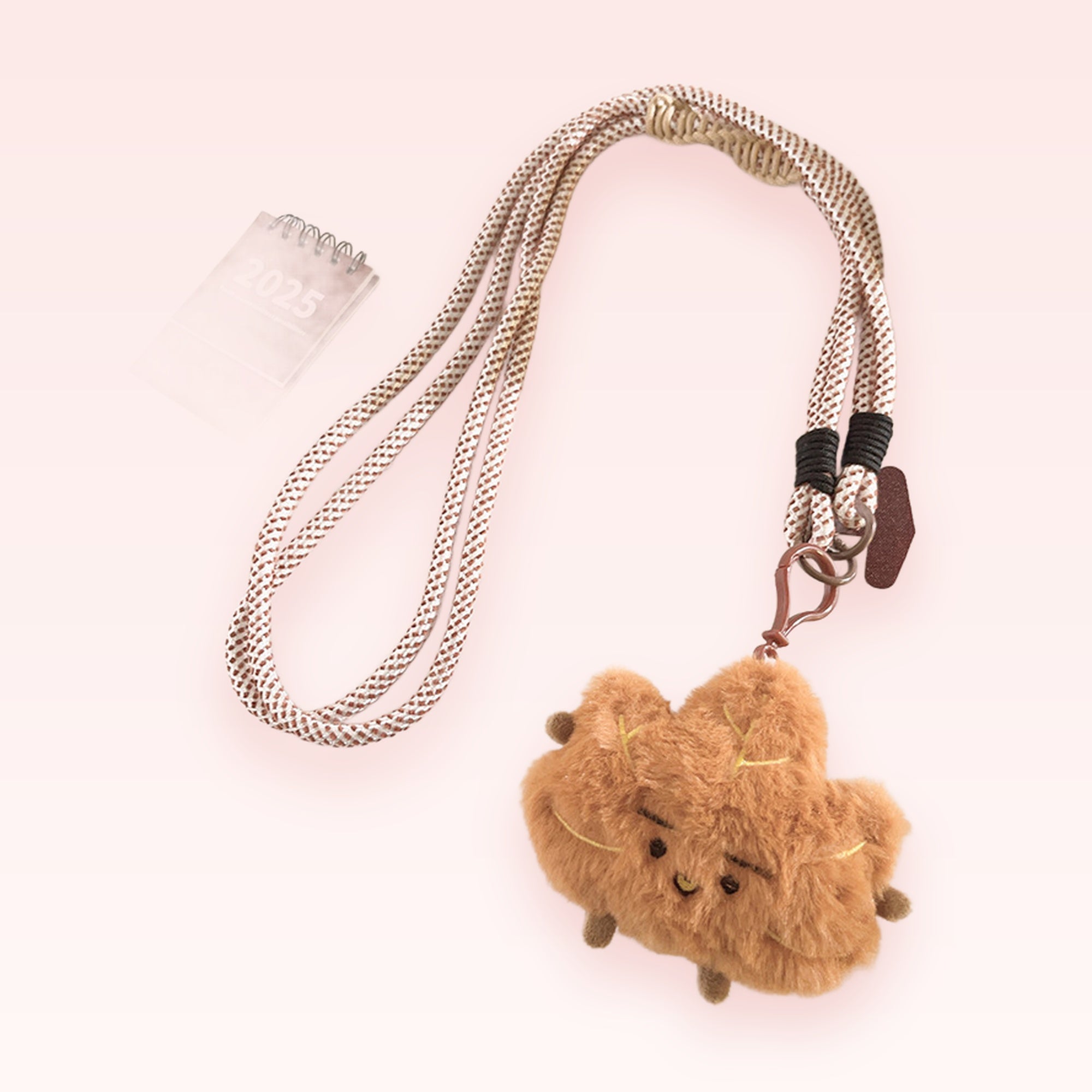 Cute Fluffy Ginger Bread Man Phone Lanyard | Aesthetic Brown Plushie Neck Strap