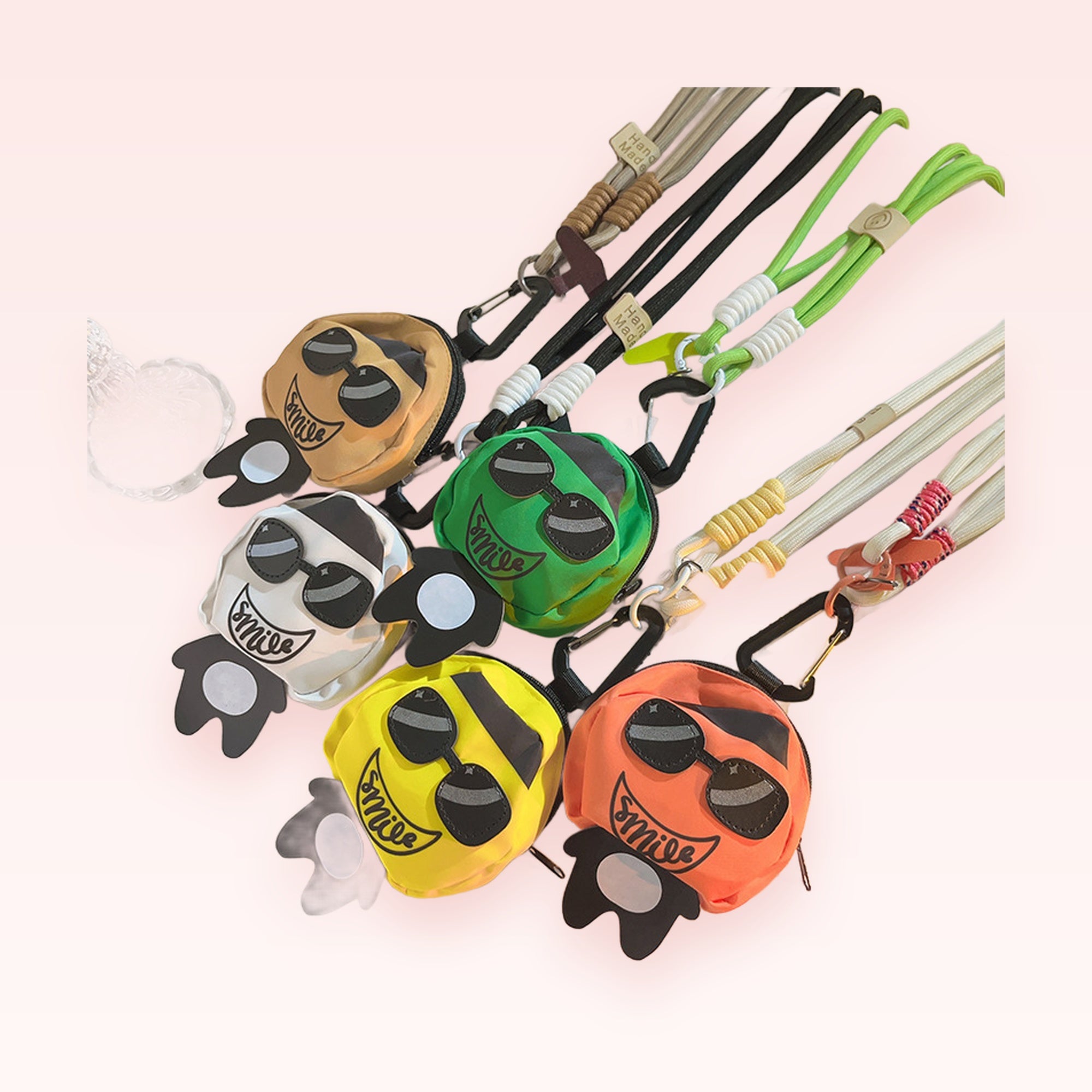 Cute Cartoon Face Phone Charm Lanyard | Colorful Smile Face Wrist Strap