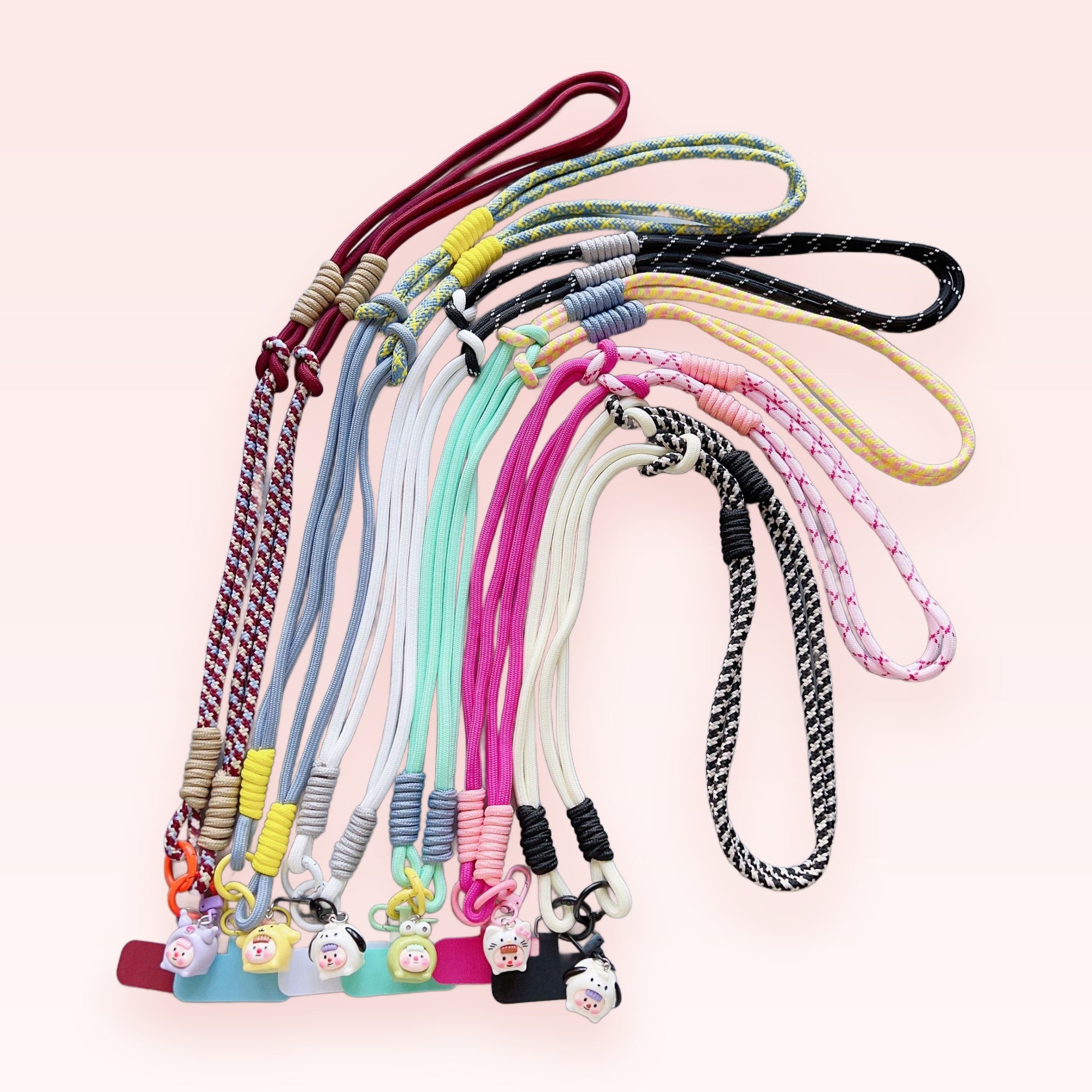 Kawaii Animal Charm Phone Lanyard | Colorful Braided Rope Crossbody Strap