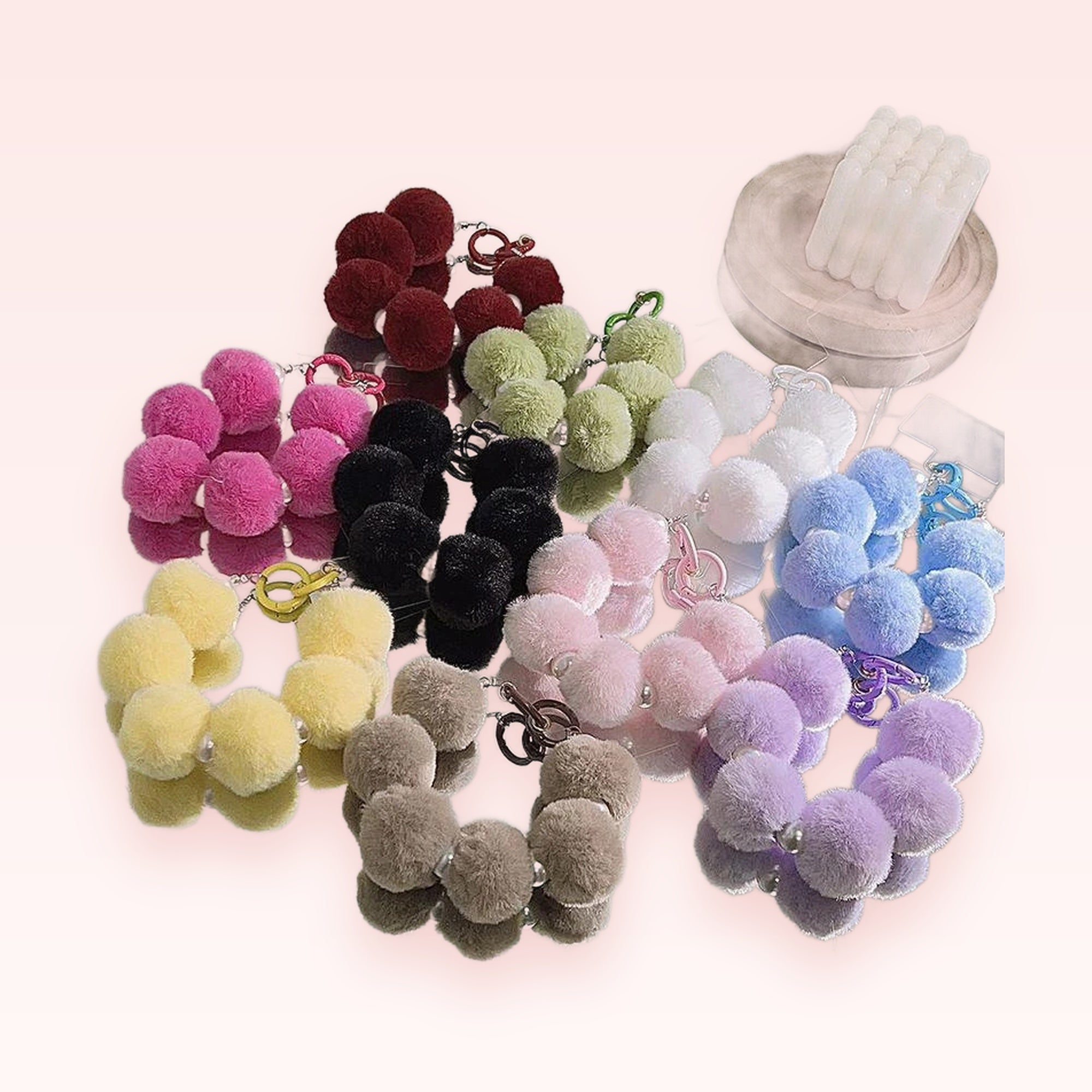 SIMPLYBUBBI — Fluffy Faux Fur Pom Pom Keychain | Soft Ball Wristlet Lanyard