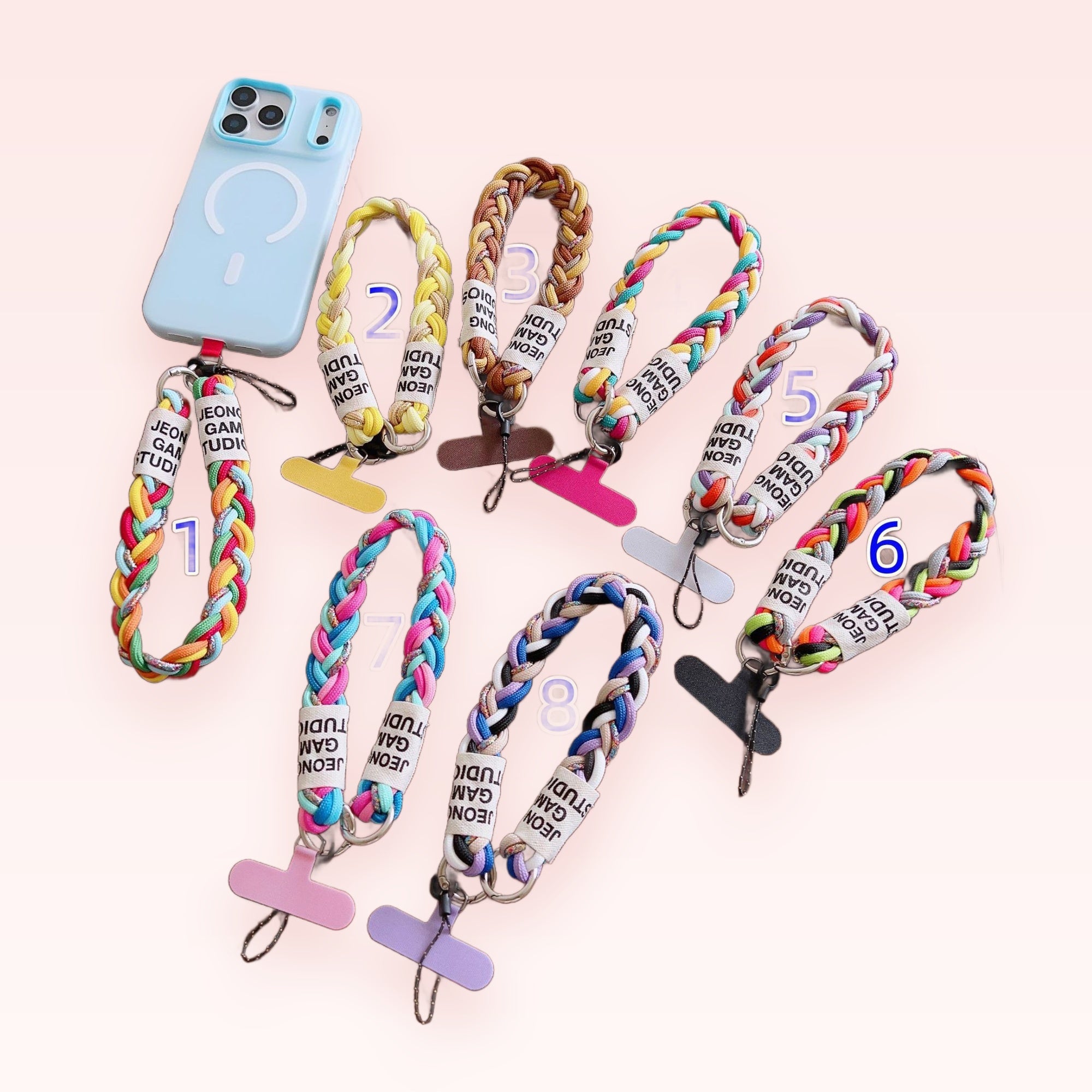Braided Rope Phone Charm Wrist Strap | Colorful Woven Lanyard with Text Ribbon