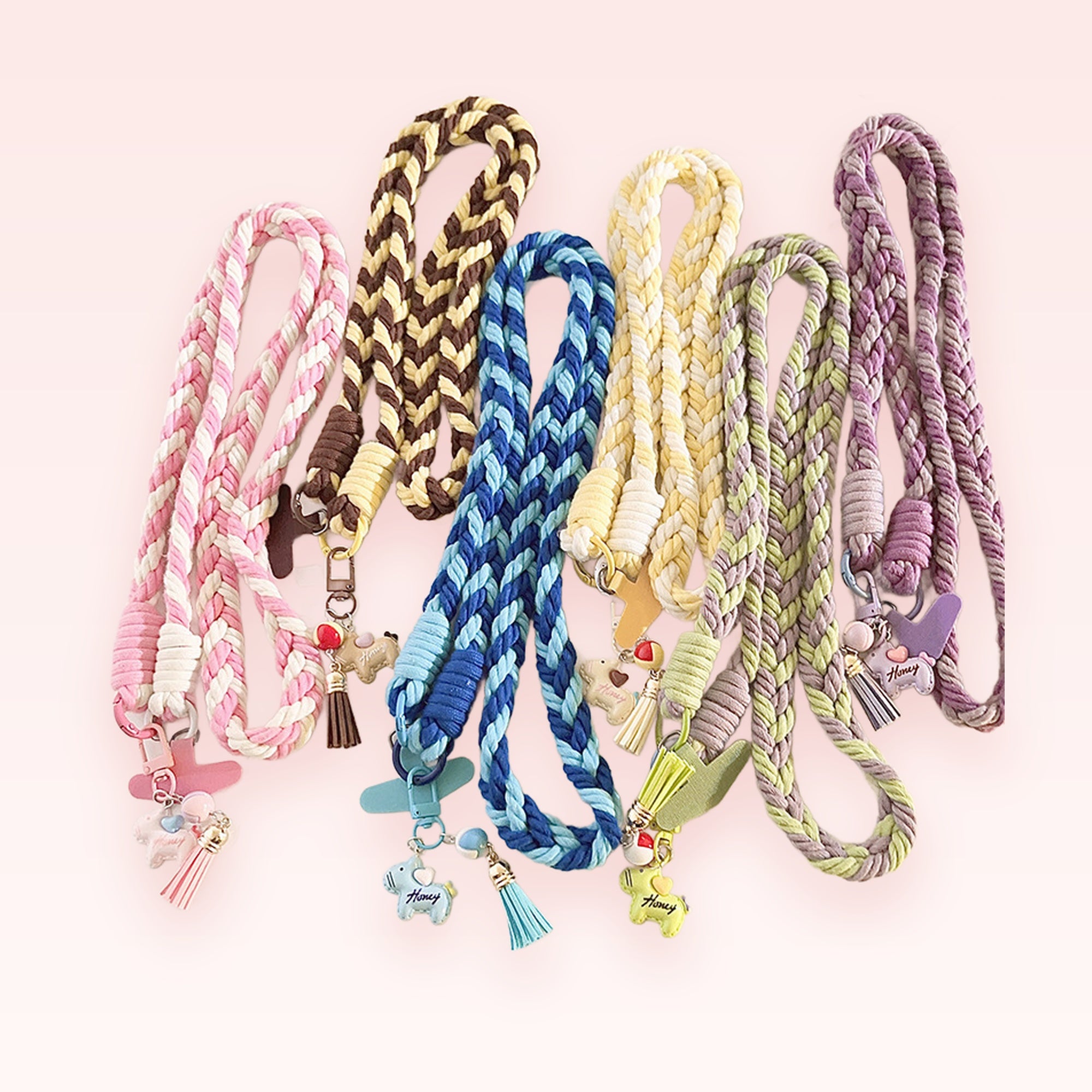 Braided Rope Phone Charm Lanyard | Colorful Woven Wrist Strap with Animal Charms