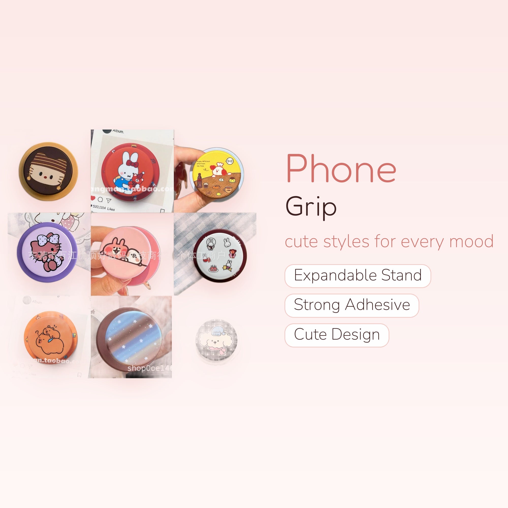 Kawaii Cartoon Character Phone Grip Collection | Cute Animal Pop Socket Stand
