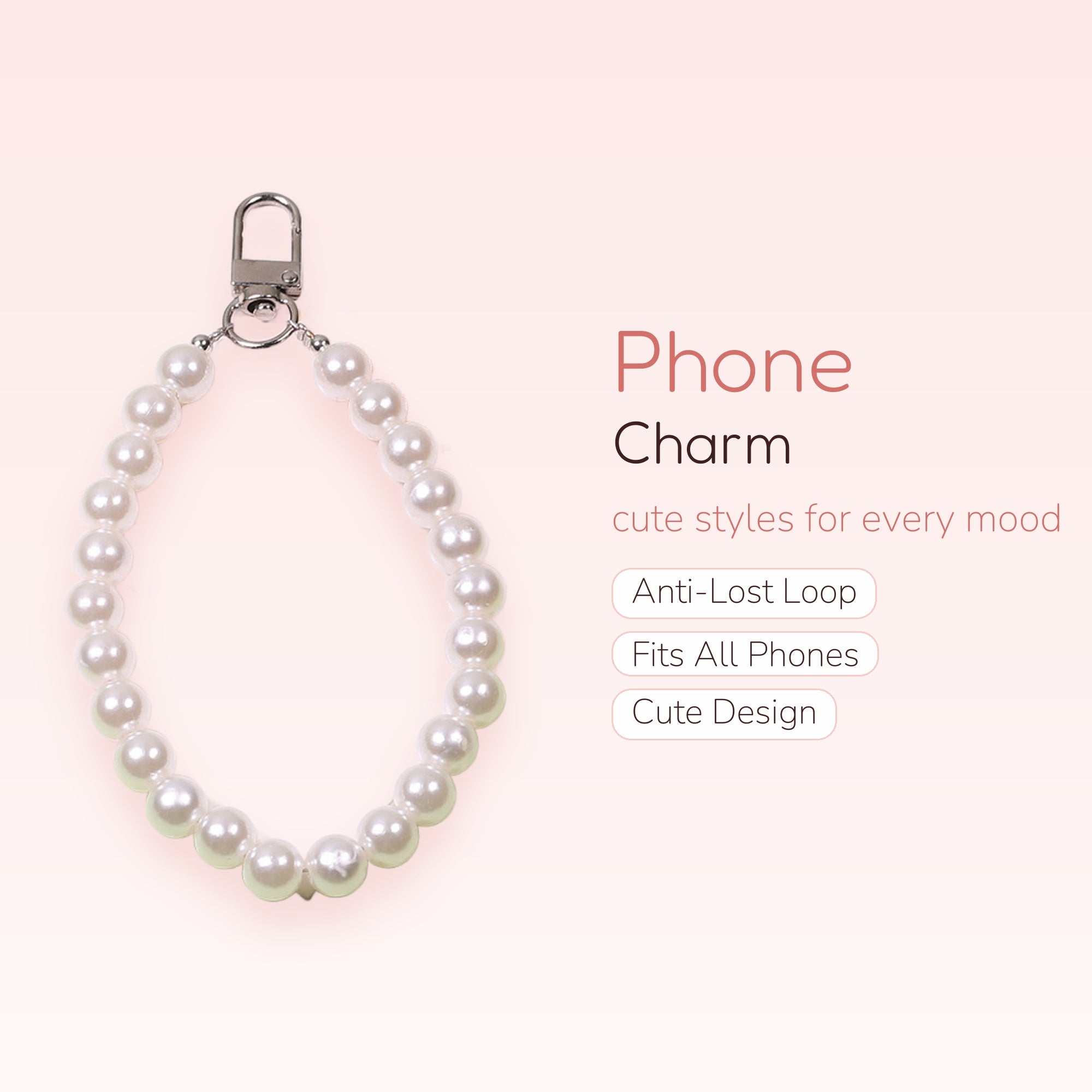 Elegant Pearl Bead Phone Charm Strap | Cute Wrist Lanyard Keychain