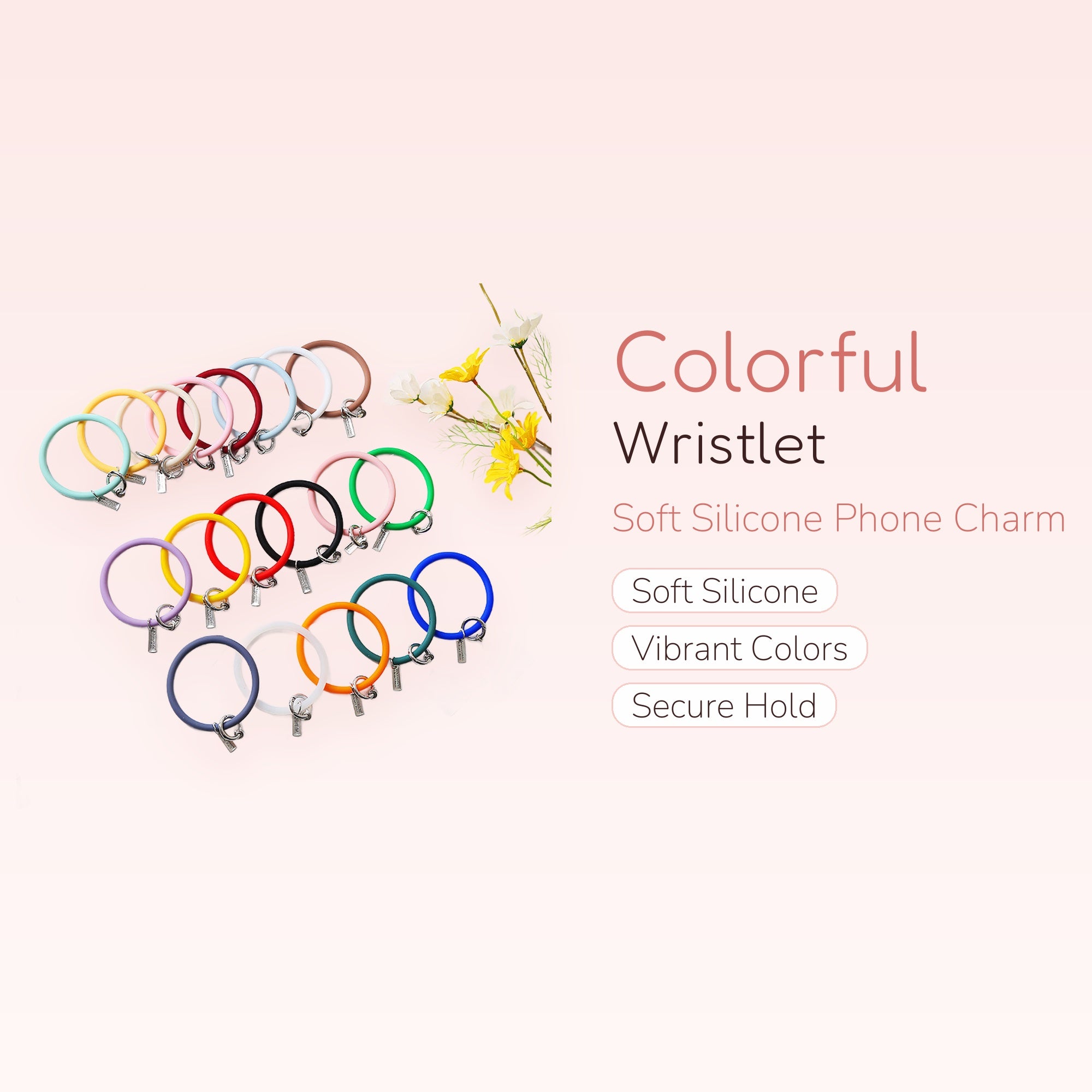 Silicone Wristlet Phone Charm Strap | Colorful Phone Lanyard Keychain