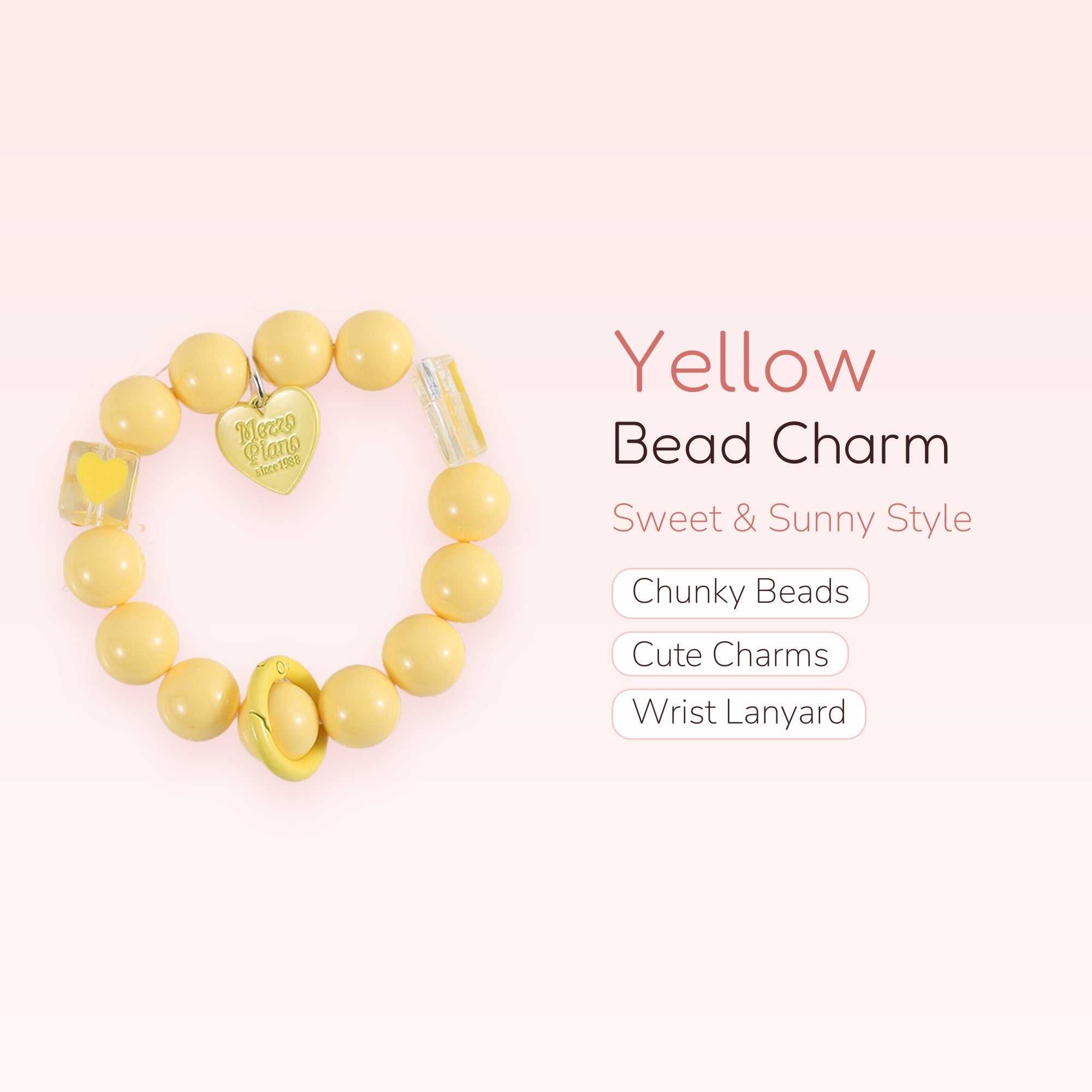 Cute Yellow Bead Phone Charm Strap | Kawaii Wrist Lanyard