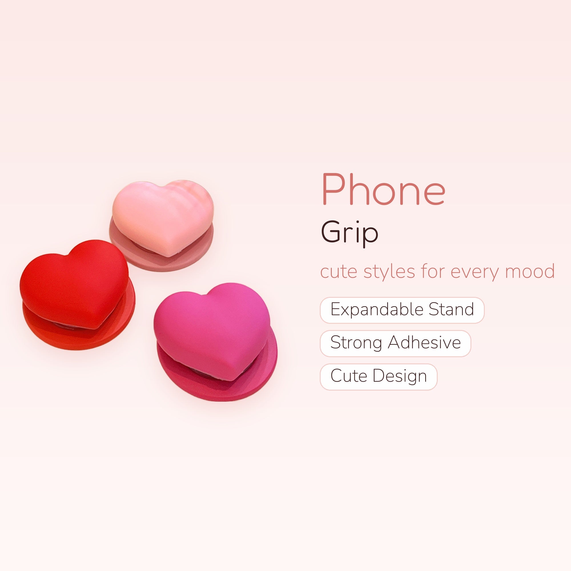 Cute Heart Silicone Phone Grip | Aesthetic Pop Socket Stand for Phones