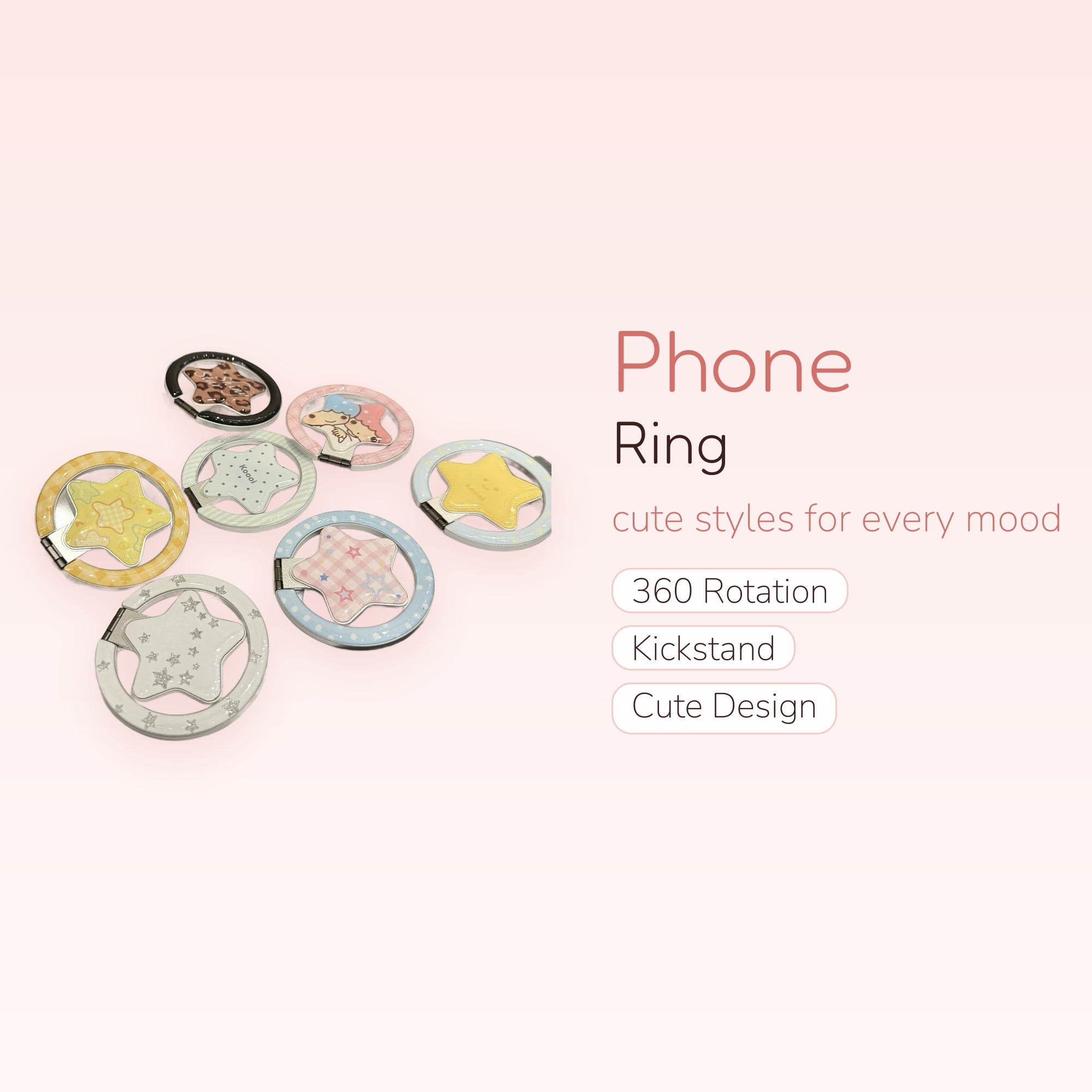 Kawaii Star Phone Ring | Cute 360° Finger Holder Kickstand