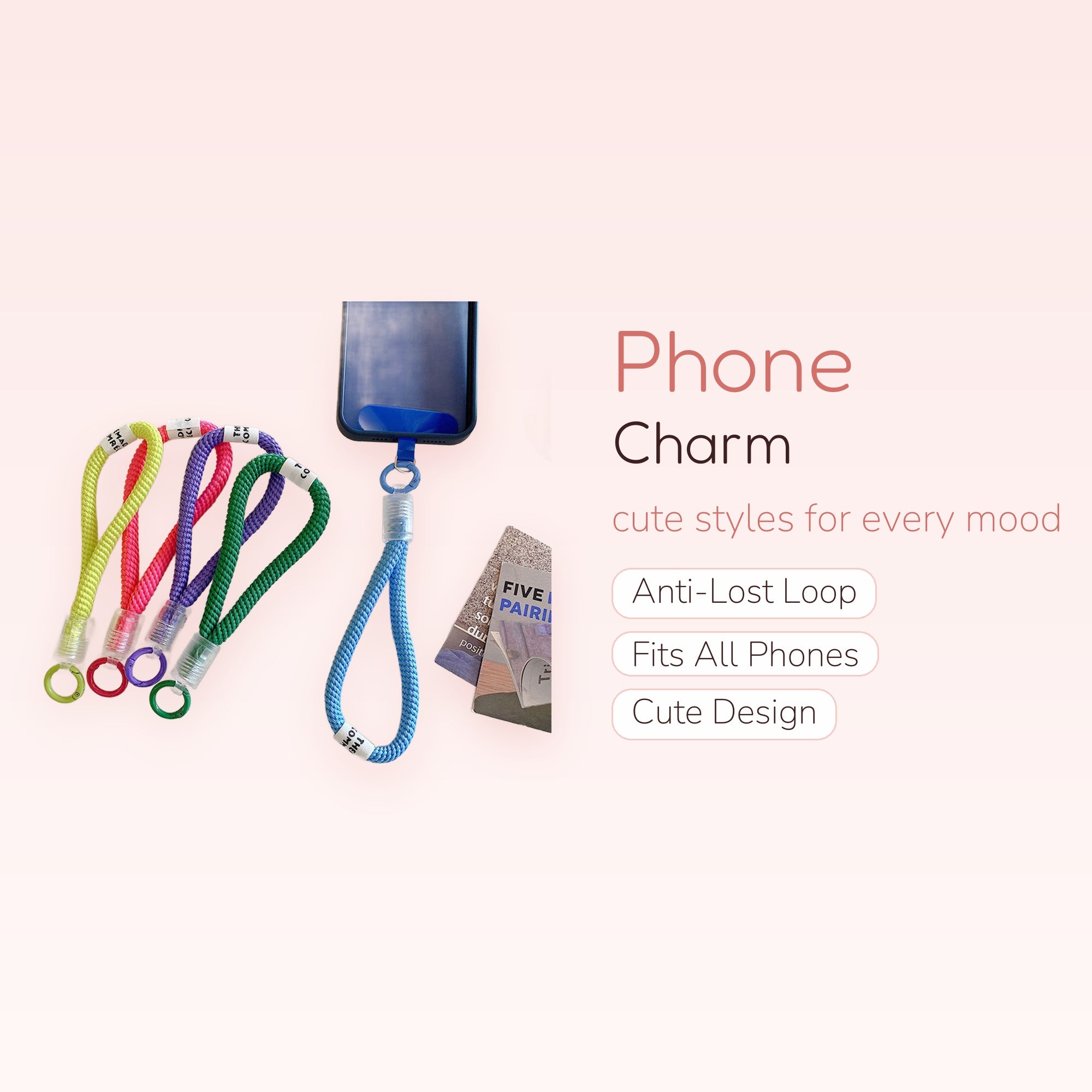 Colorful Braided Rope Phone Charm Wrist Strap | Aesthetic Lanyard Keychain