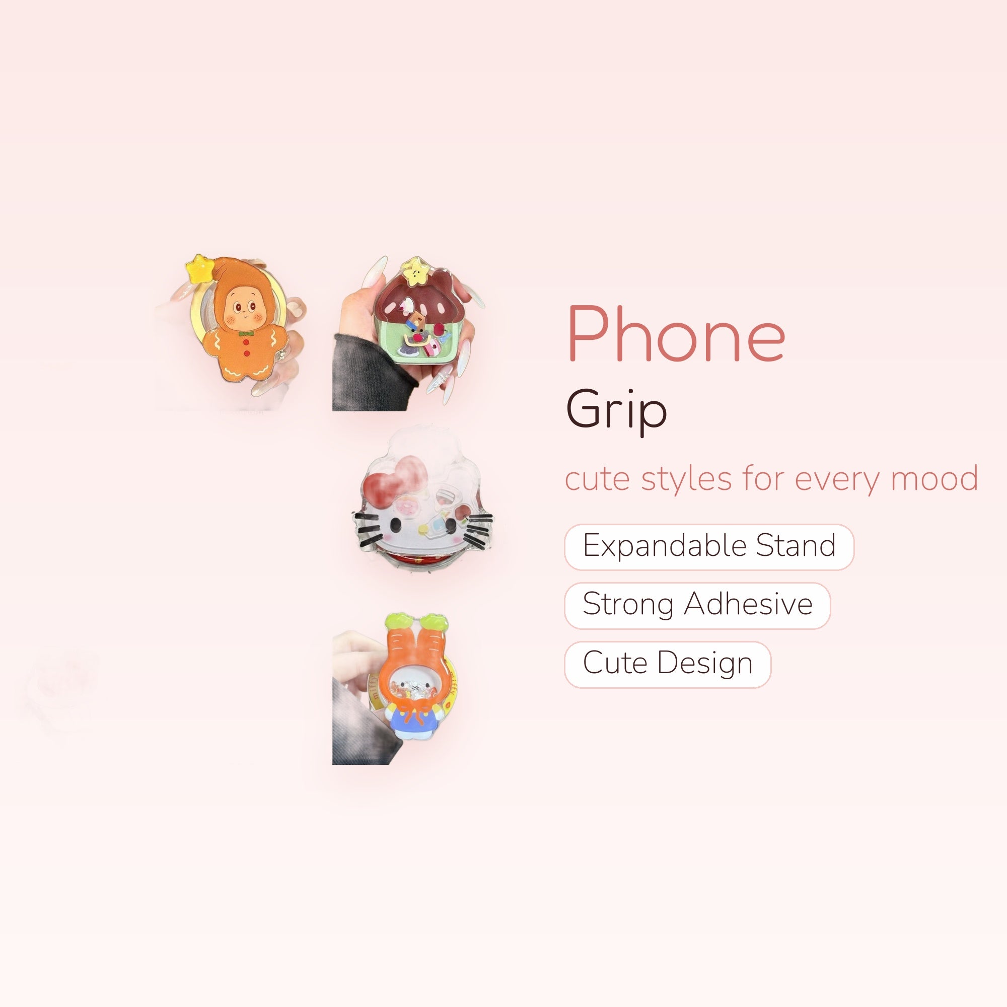 Cute Cartoon Character Phone Grip | Kawaii Pop Socket Stand for Girls