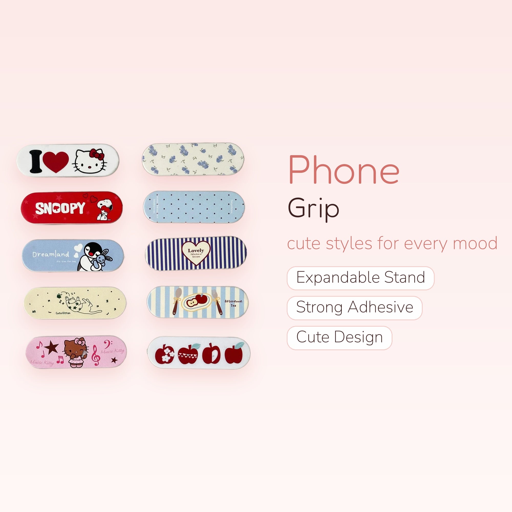 Cute Cartoon & Pattern Phone Grip Collection | Kawaii Pop Socket Stand for Phones