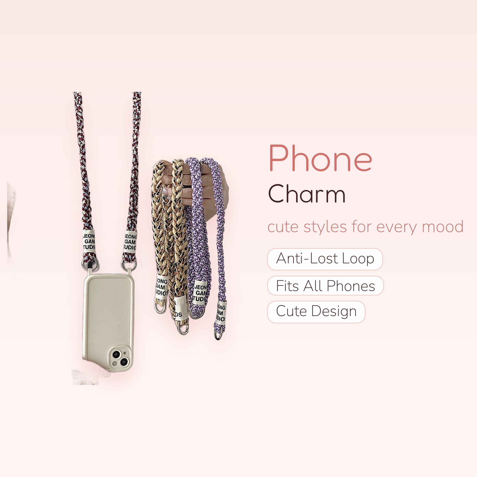 SIMPLYBUBBI — Assorted Braided Rope Lanyards | Crossbody Phone Straps with Rings