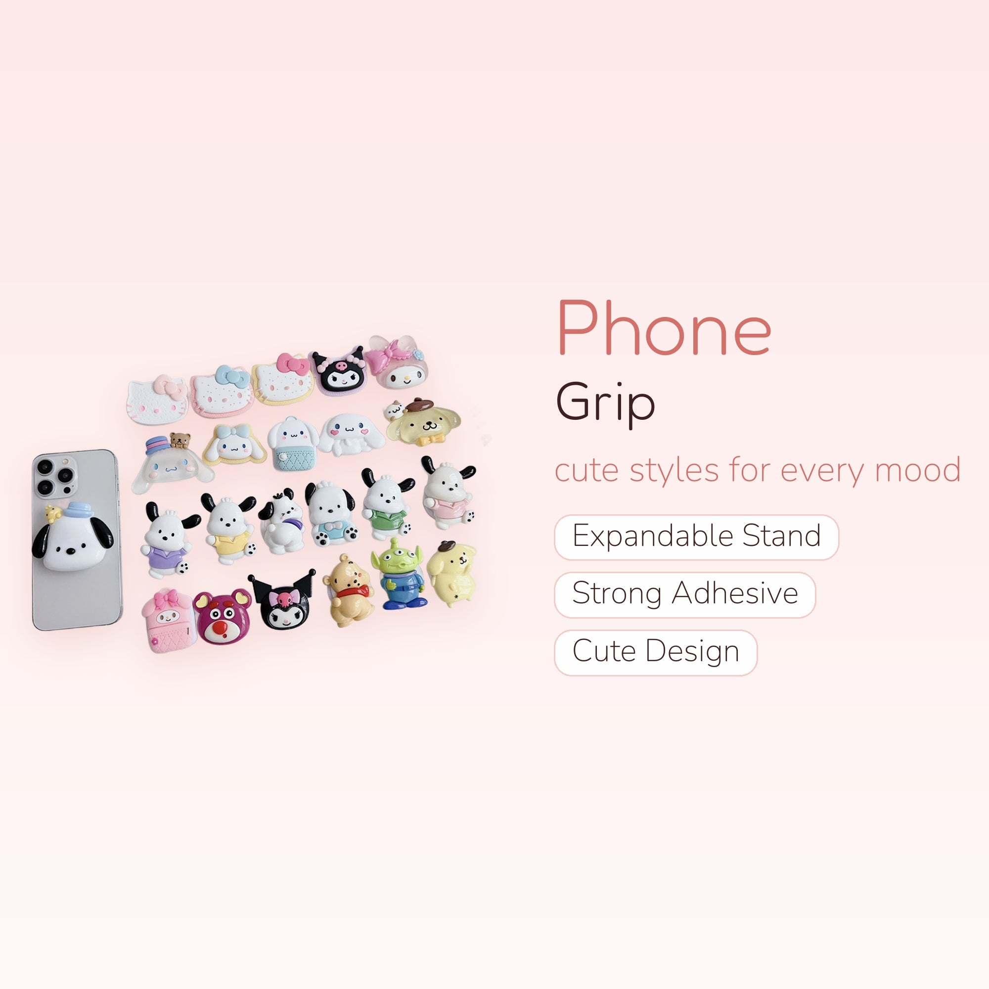 Kawaii Cartoon Character Phone Grip | Cute Silicone Pop Socket Stand for iPhone