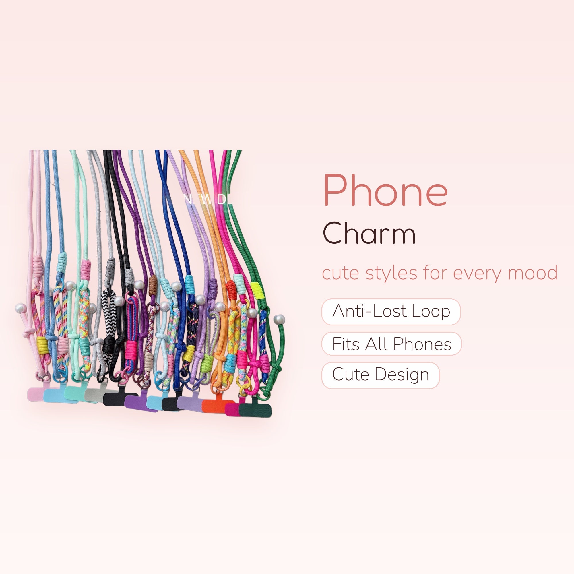 Colorful Braided Rope Phone Lanyard | Aesthetic Crossbody Strap with Pearl Accent