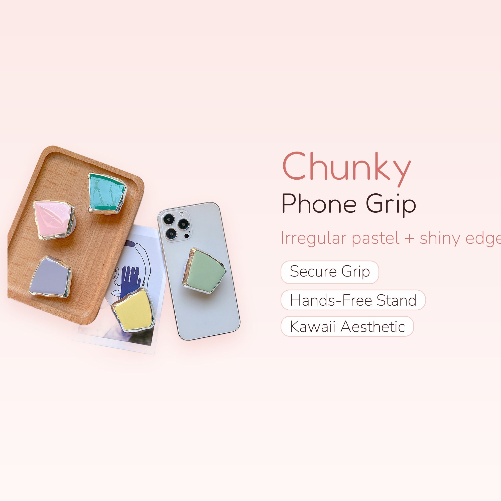 Chunky Irregular Pastel Phone Grip | Cute Kawaii Phone Holder Stand