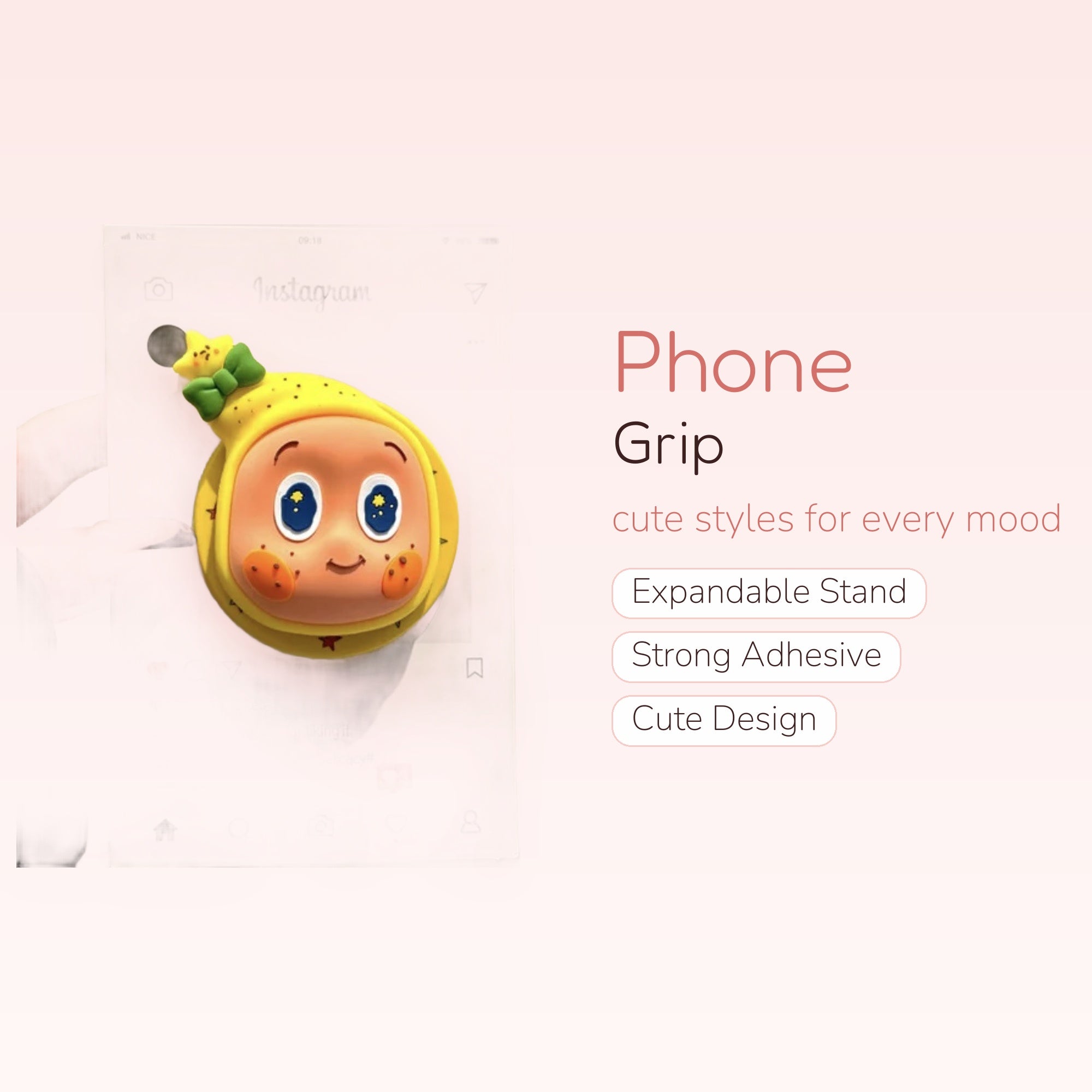 Kawaii Instagram Post Phone Grip | Cute Cartoon Character Pop Socket Stand