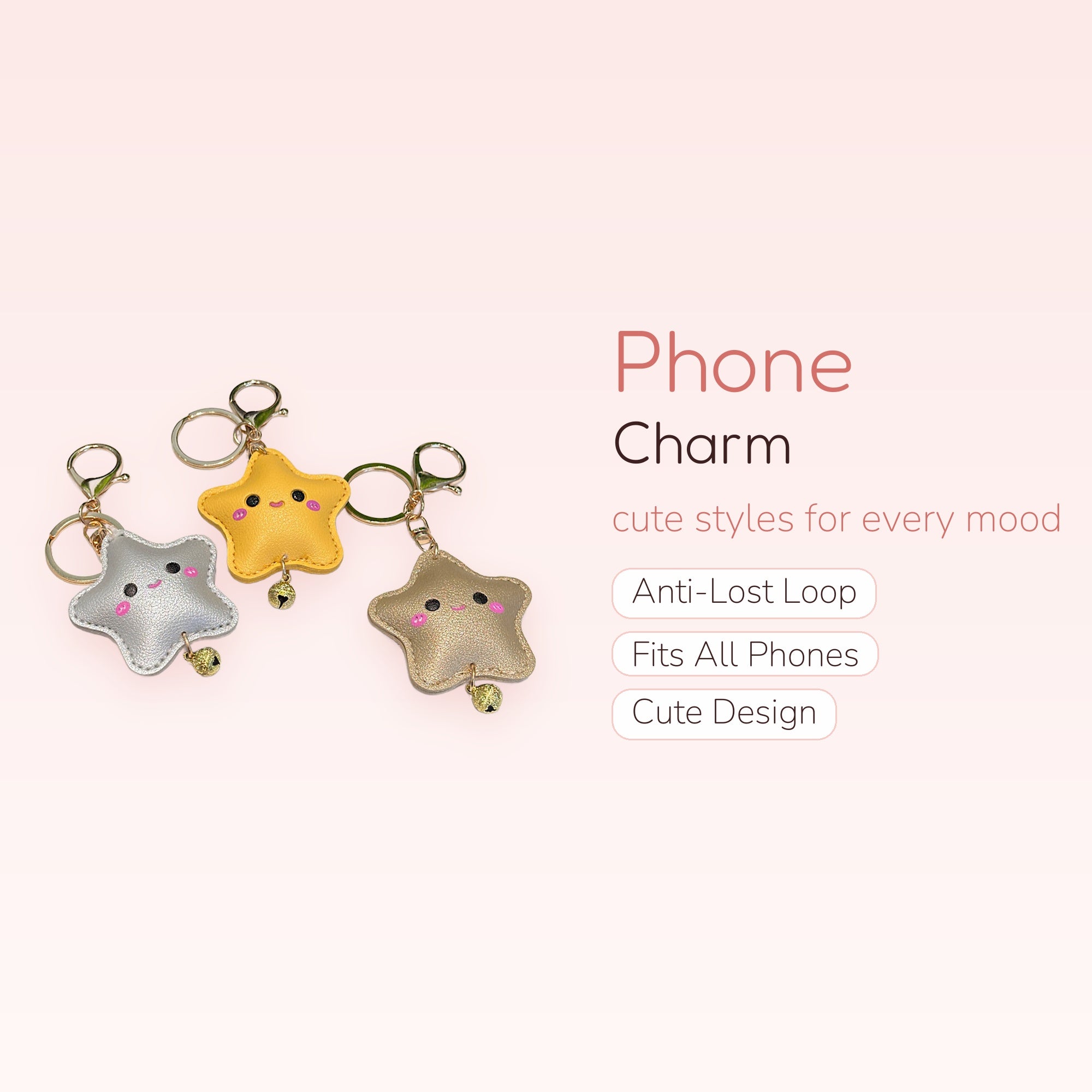 Cute Star Keychain Phone Charm | Kawaii Plushie Star Bag Pendant