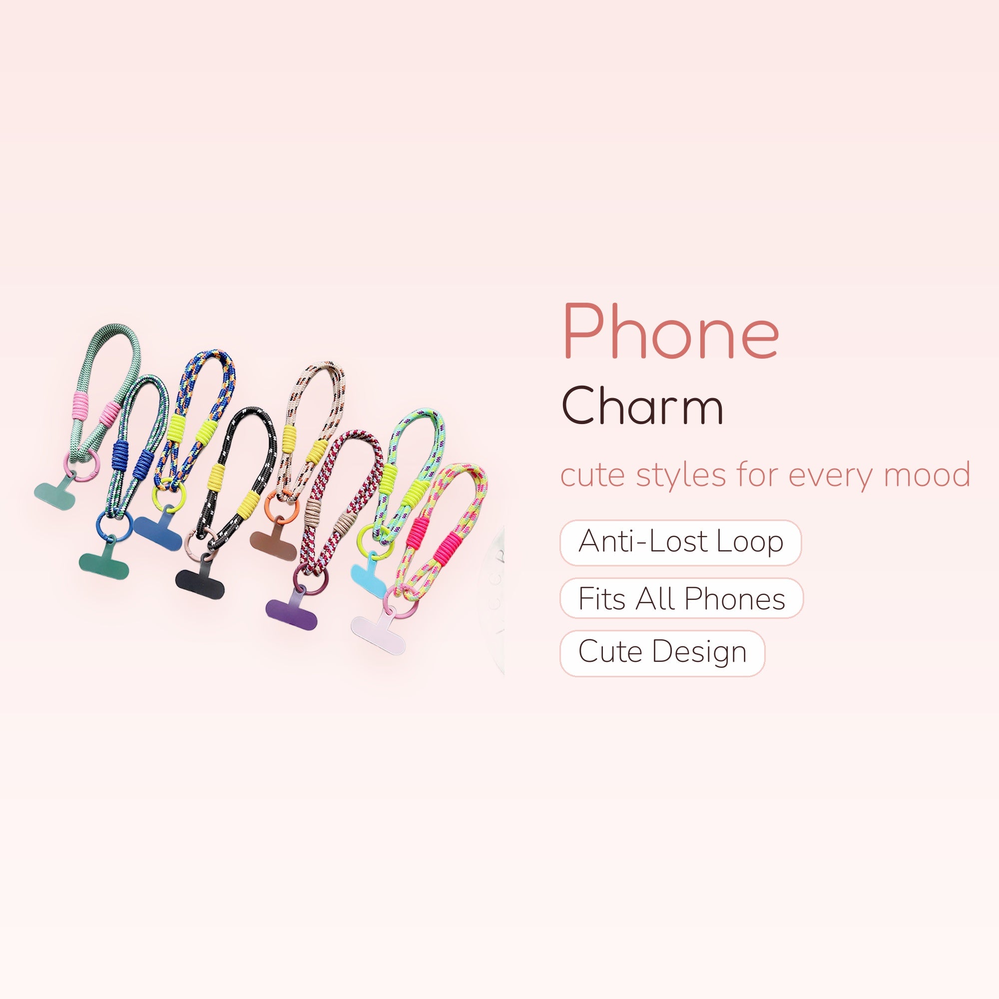 Colorful Braided Rope Phone Charm | Aesthetic Wrist Lanyard Strap
