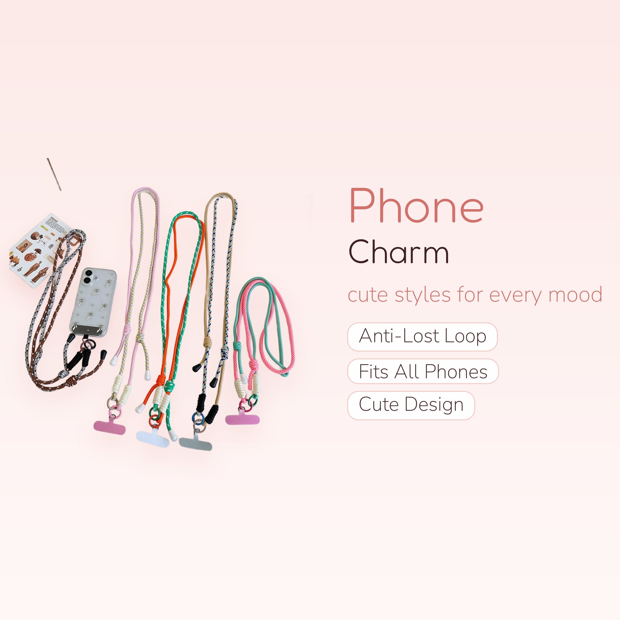 Adjustable Braided Rope Phone Lanyard | Colorful Crossbody Strap with Phone Patch