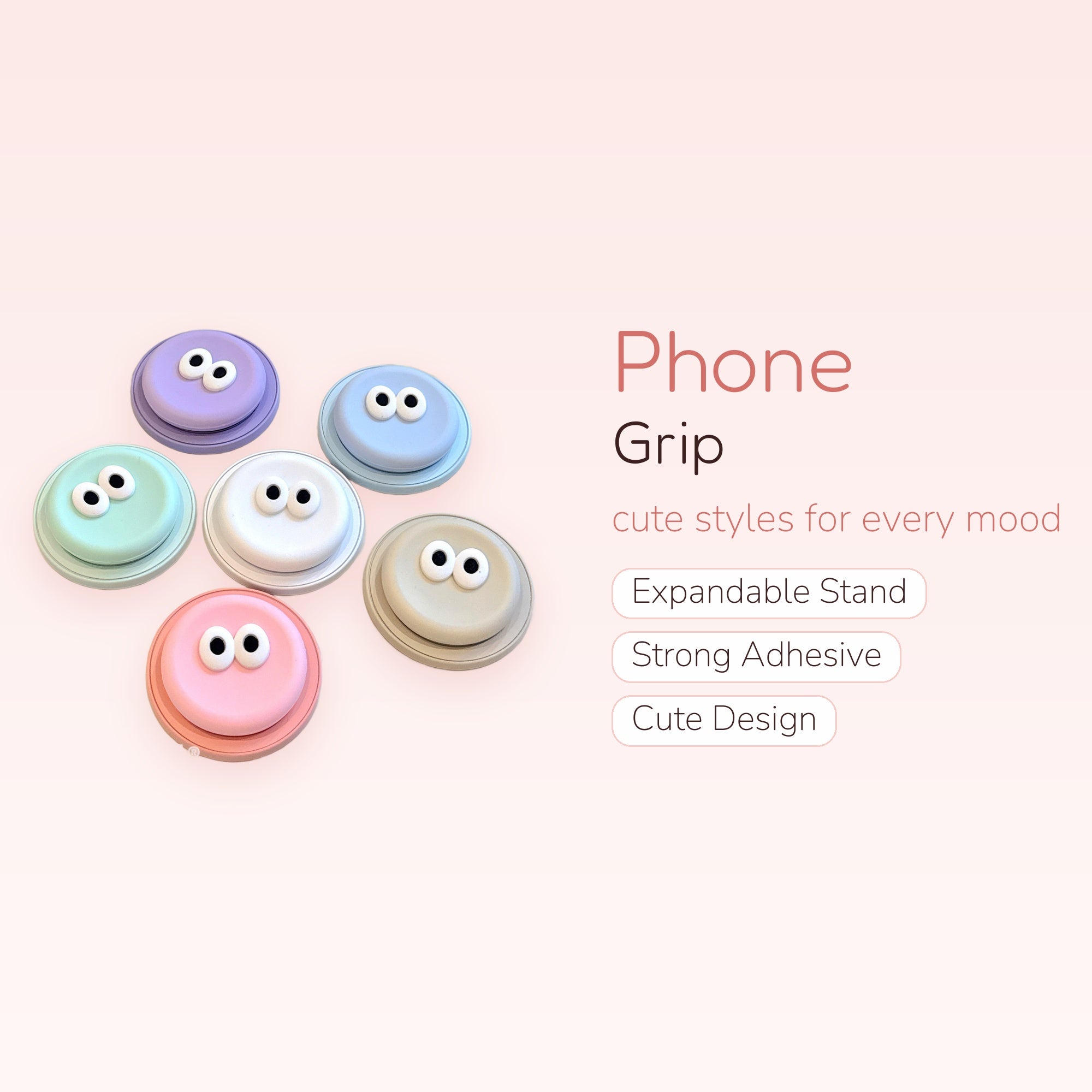 Pastel Silicone Googly Eye Phone Grip | Cute Magsafe Pop Socket Stand
