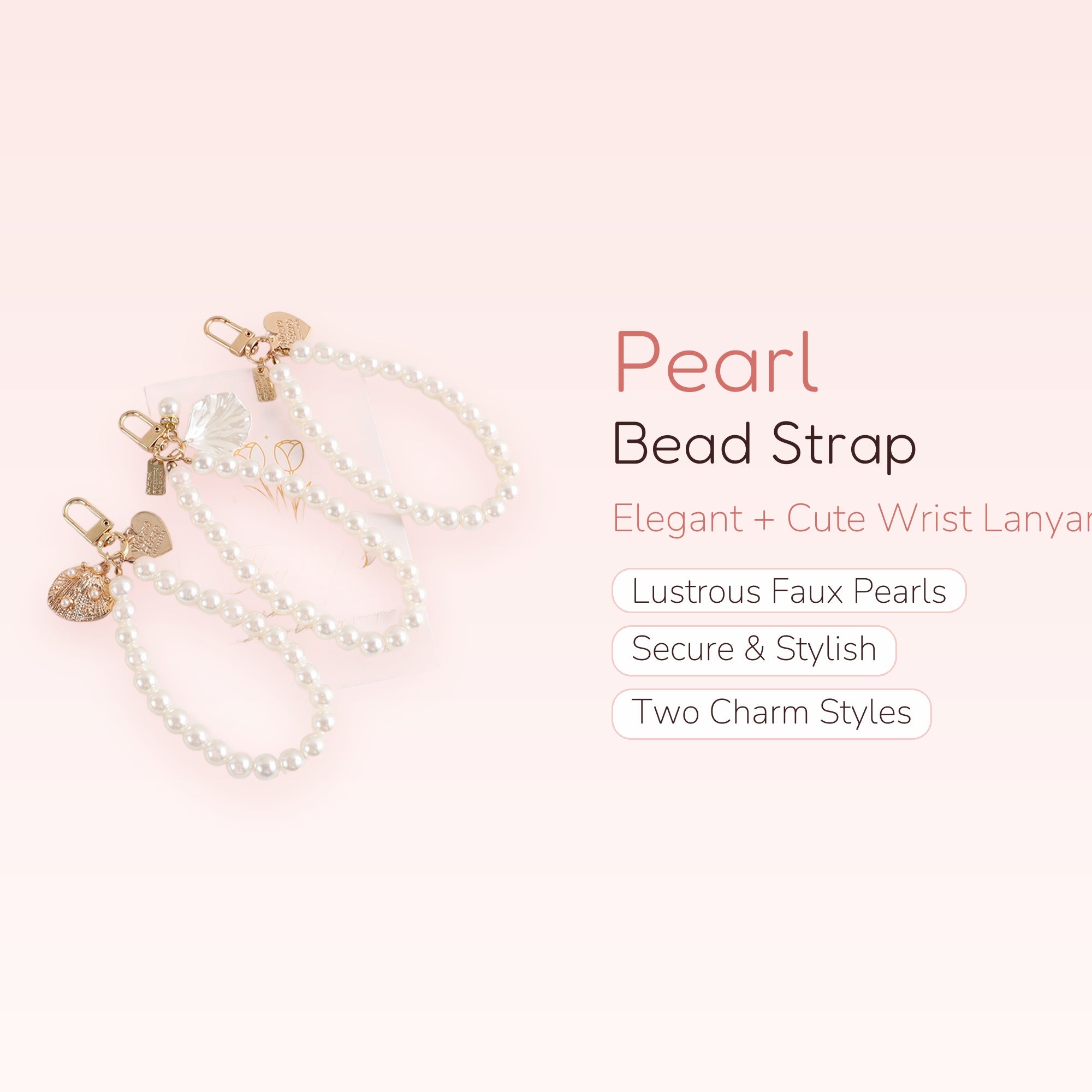 Elegant Pearl Bead Phone Charm Strap | Cute Wrist Lanyard Keychain