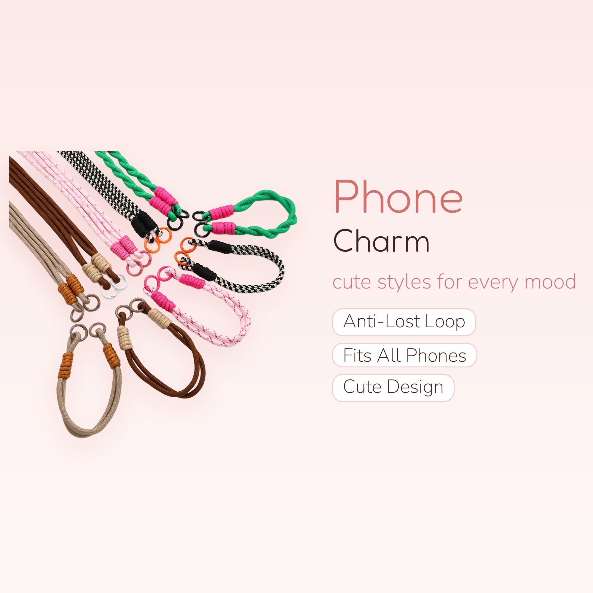 SIMPLYBUBBI — Two-Tone Cord Phone Handle | Colorful Looped Wristlet Keychains