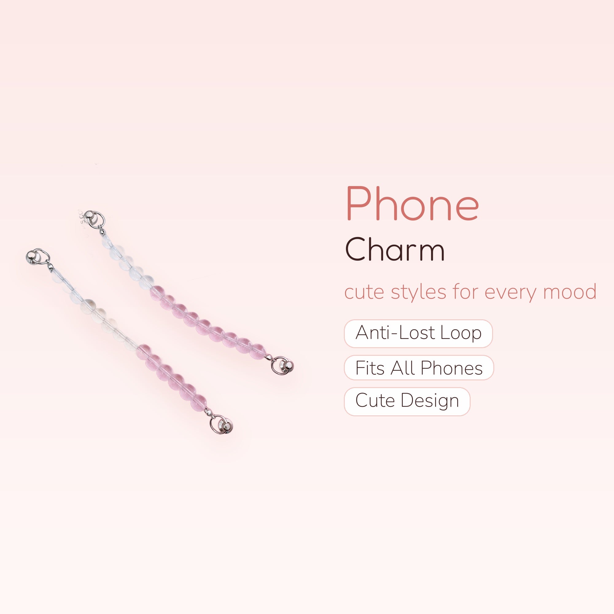 Clear Beaded Phone Charm Strap | Aesthetic Crystal Wrist Lanyard
