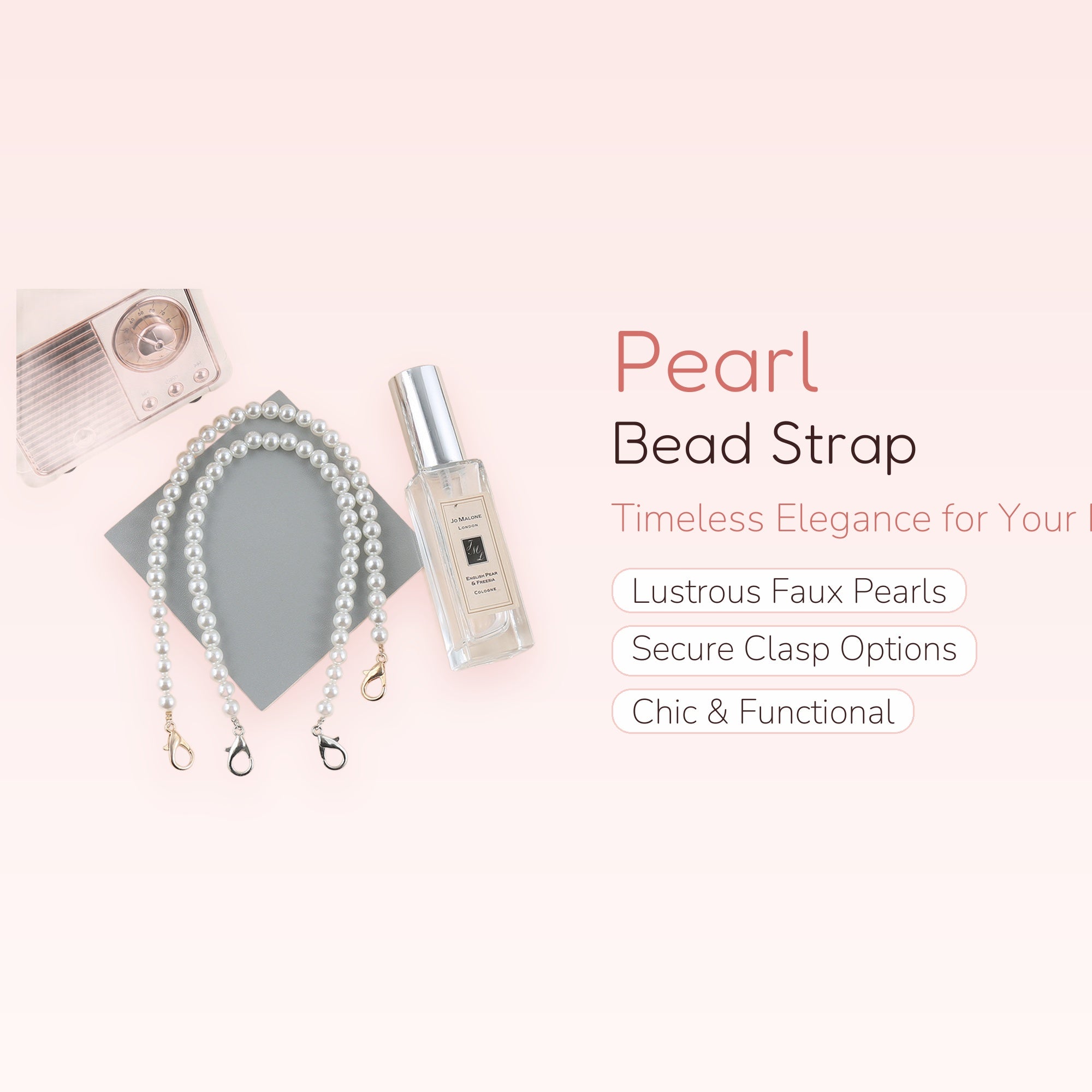 Elegant Pearl Bead Phone Charm Strap | Chic Wrist Lanyard