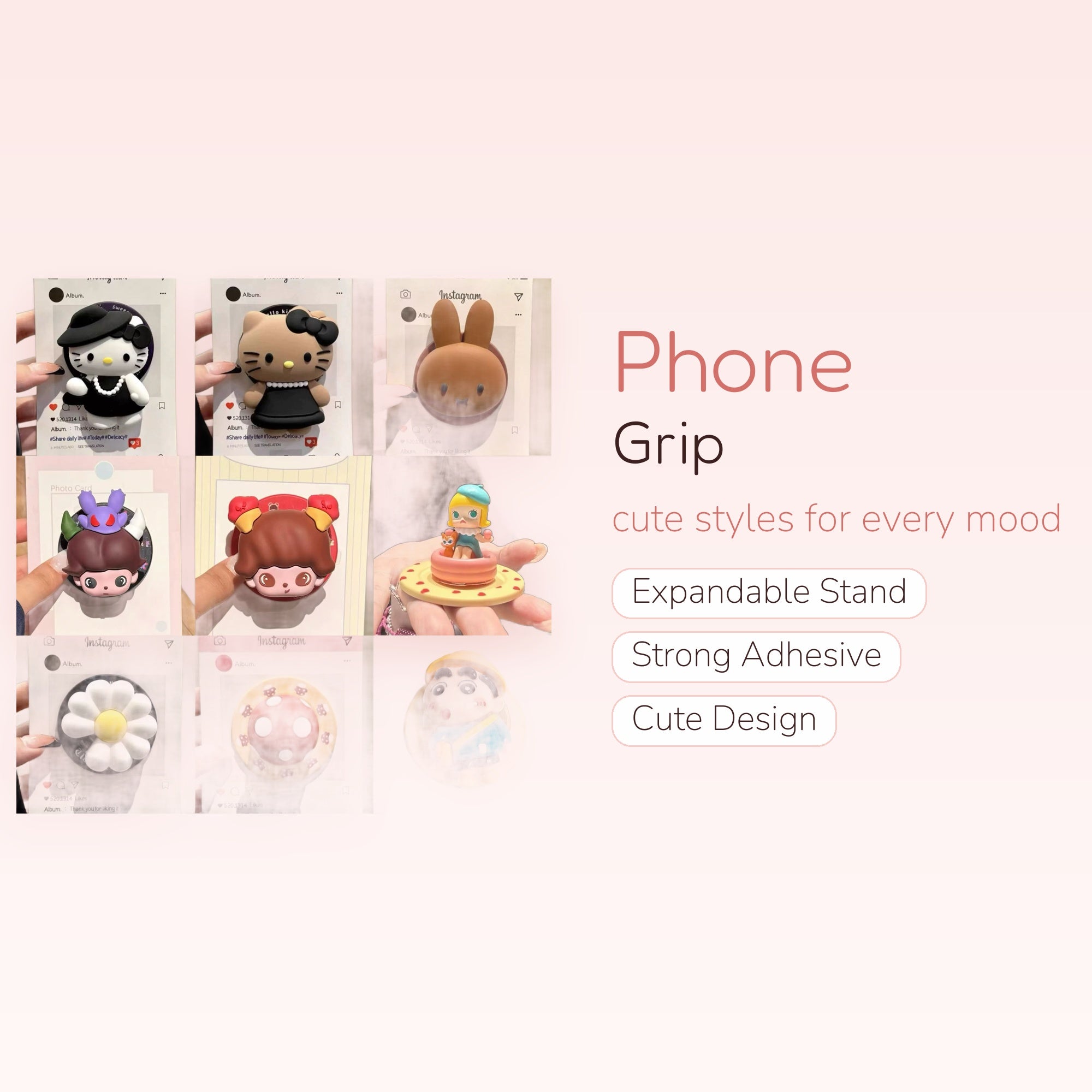 Cute Cartoon Character Phone Grip | Kawaii Pop Socket Stand for Girls