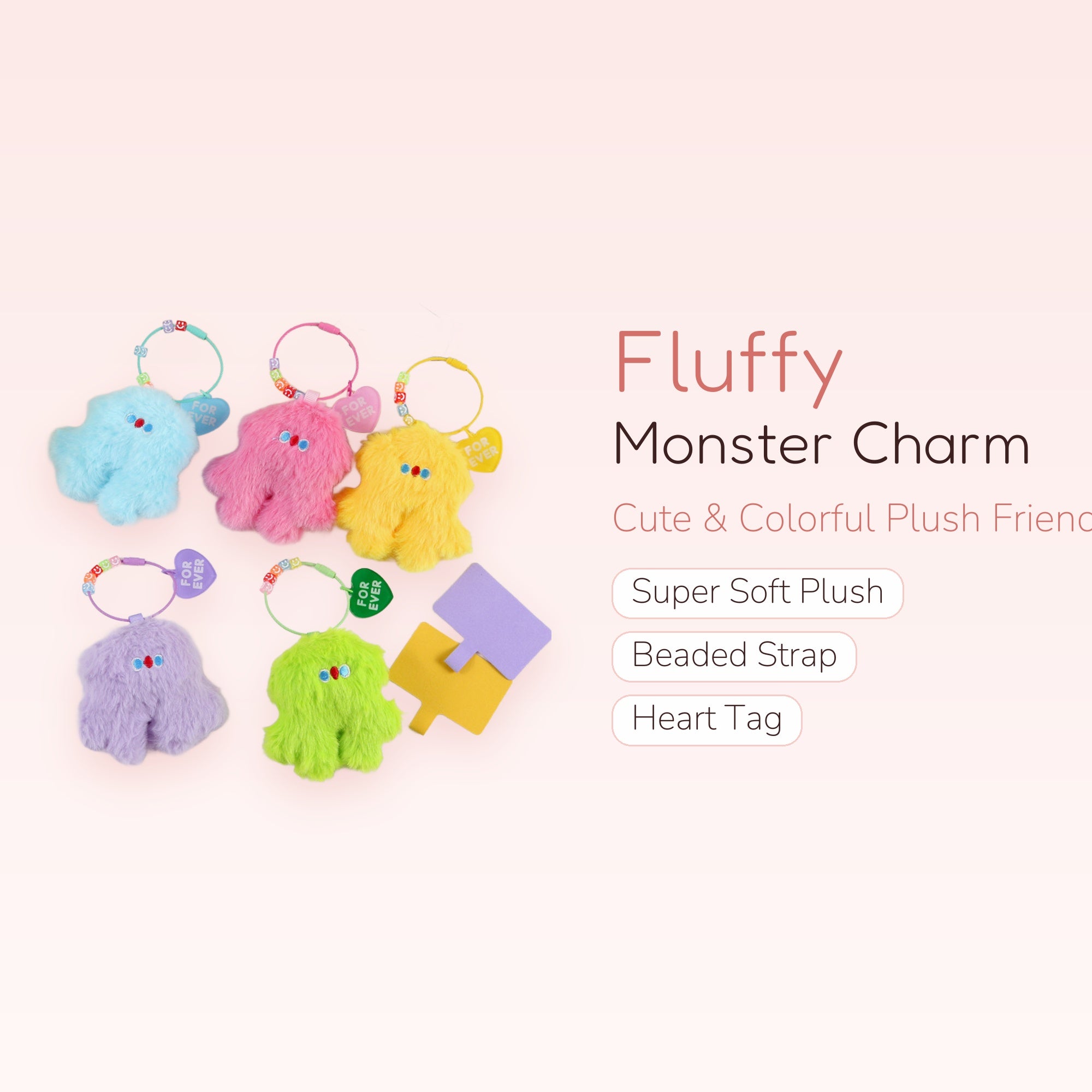 Fluffy Monster Phone Charm | Cute Plush Lanyard Keychain