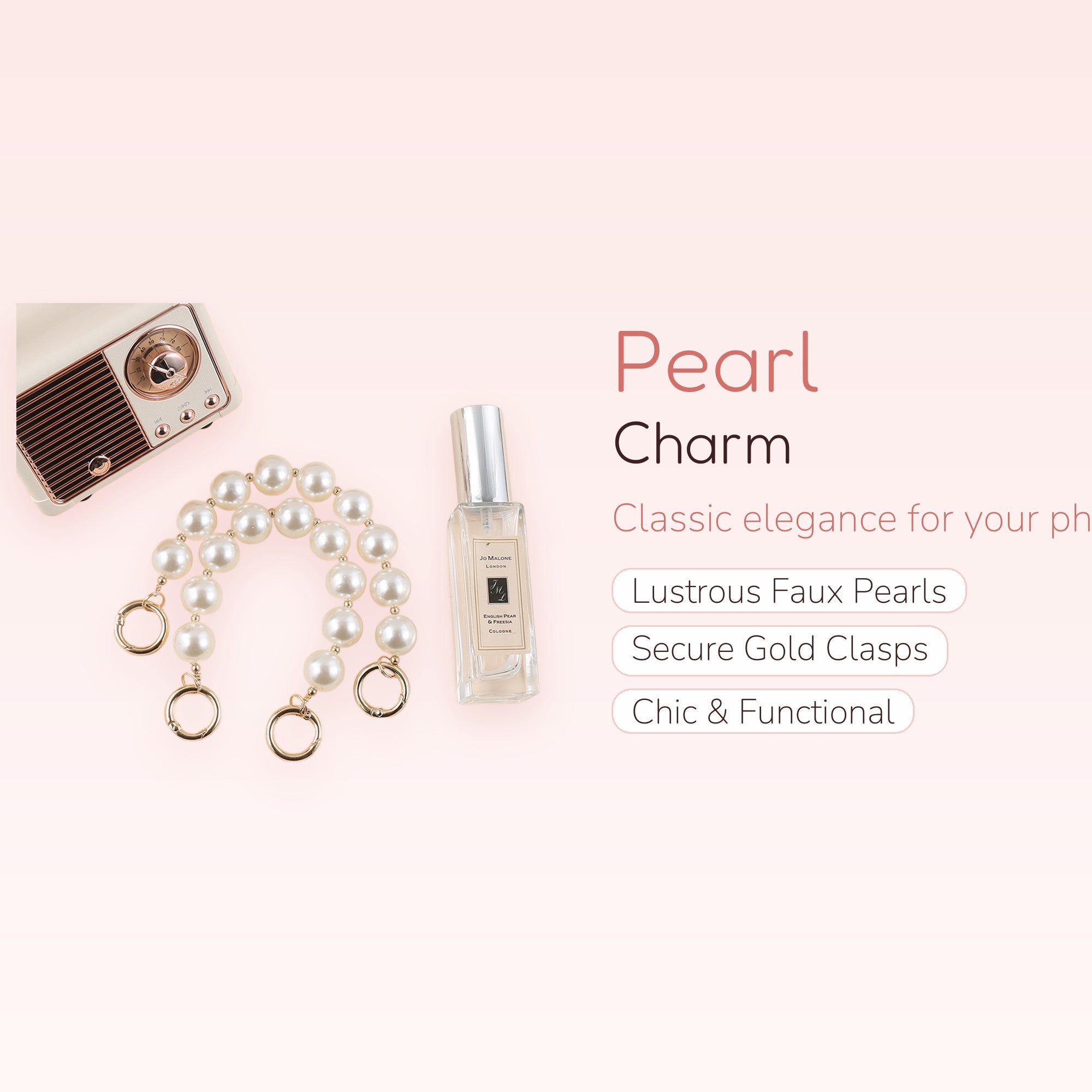 Elegant Pearl Bead Phone Charm Strap | Chic Wrist Lanyard for Phones