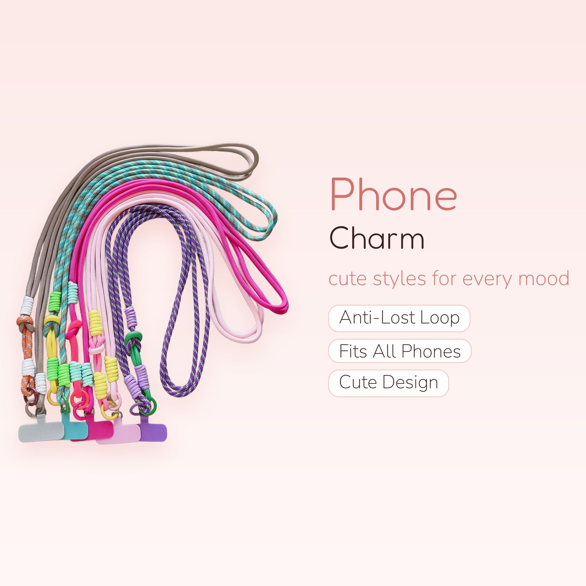 Colorful Braided Rope Phone Lanyard Straps | Aesthetic Crossbody Phone Charms