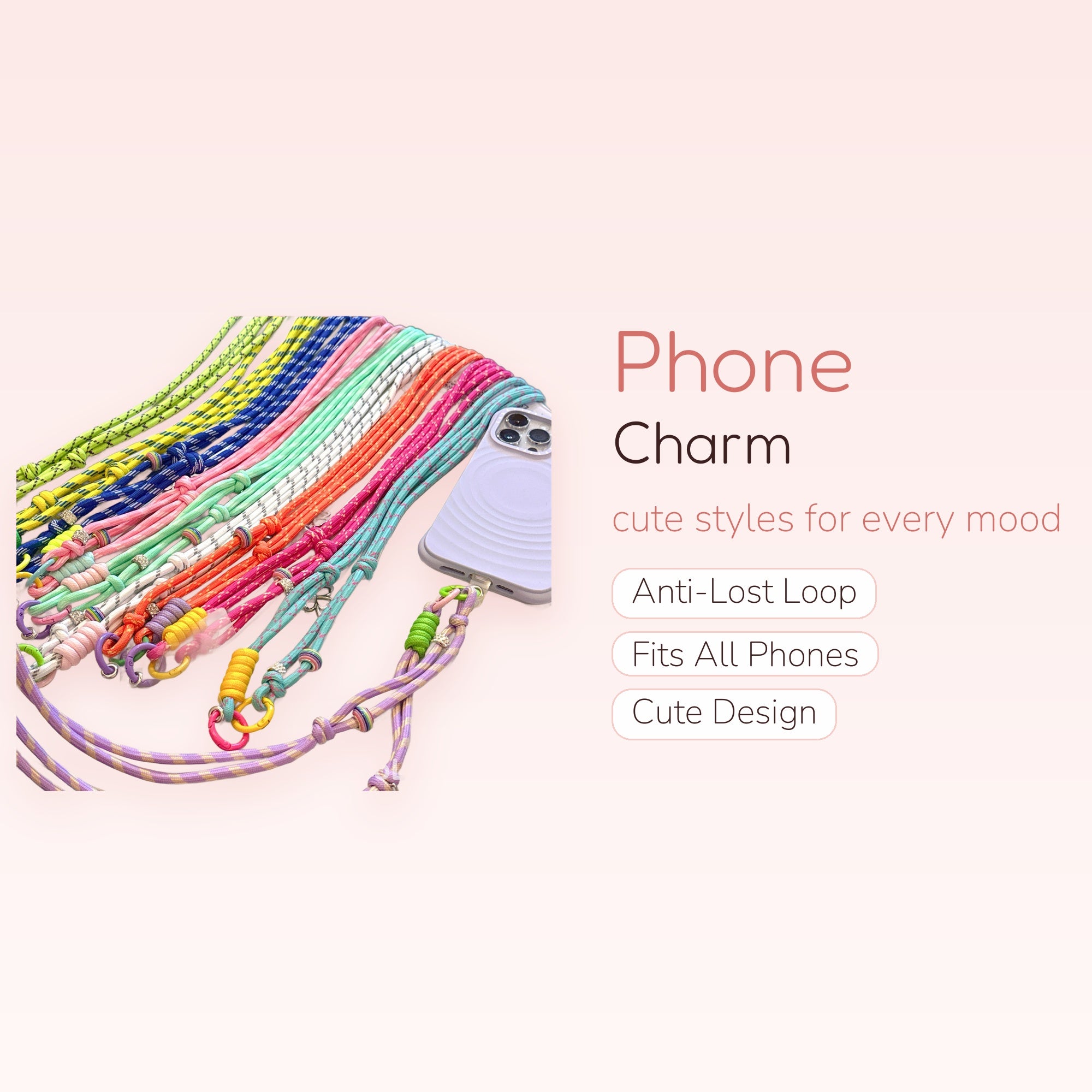 Colorful Braided Rope Phone Lanyard | Y2K Aesthetic Crossbody Phone Strap