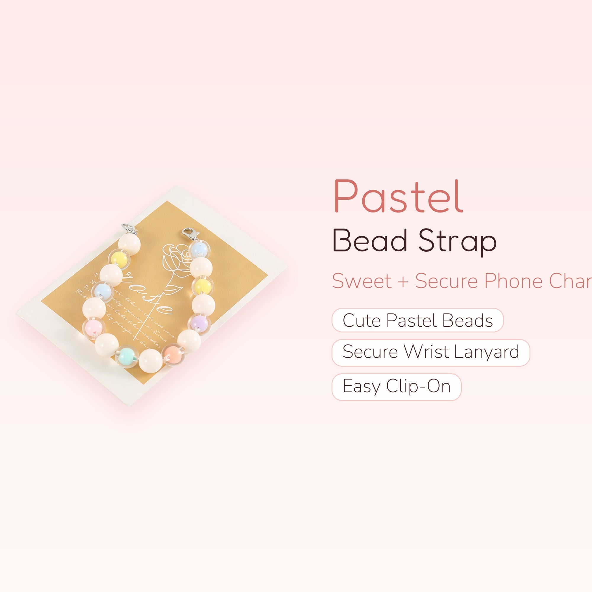 Pastel Bead Phone Charm Strap | Cute Wrist Lanyard for Phones