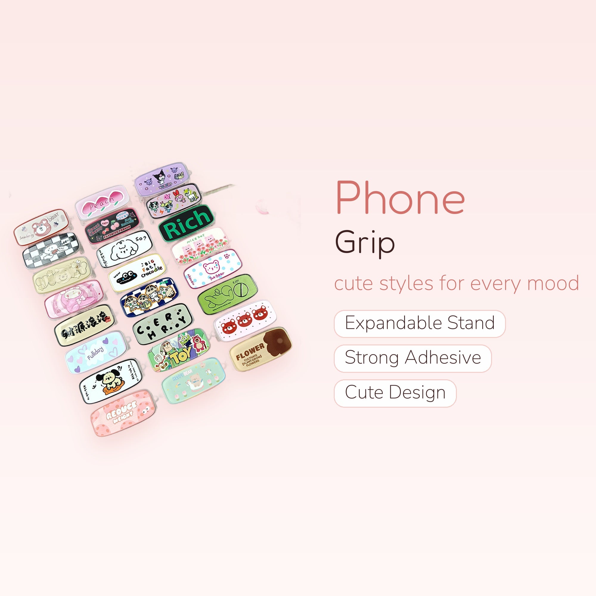 Cute Cartoon Character Phone Grip | Kawaii Pop Socket Stand for iPhone