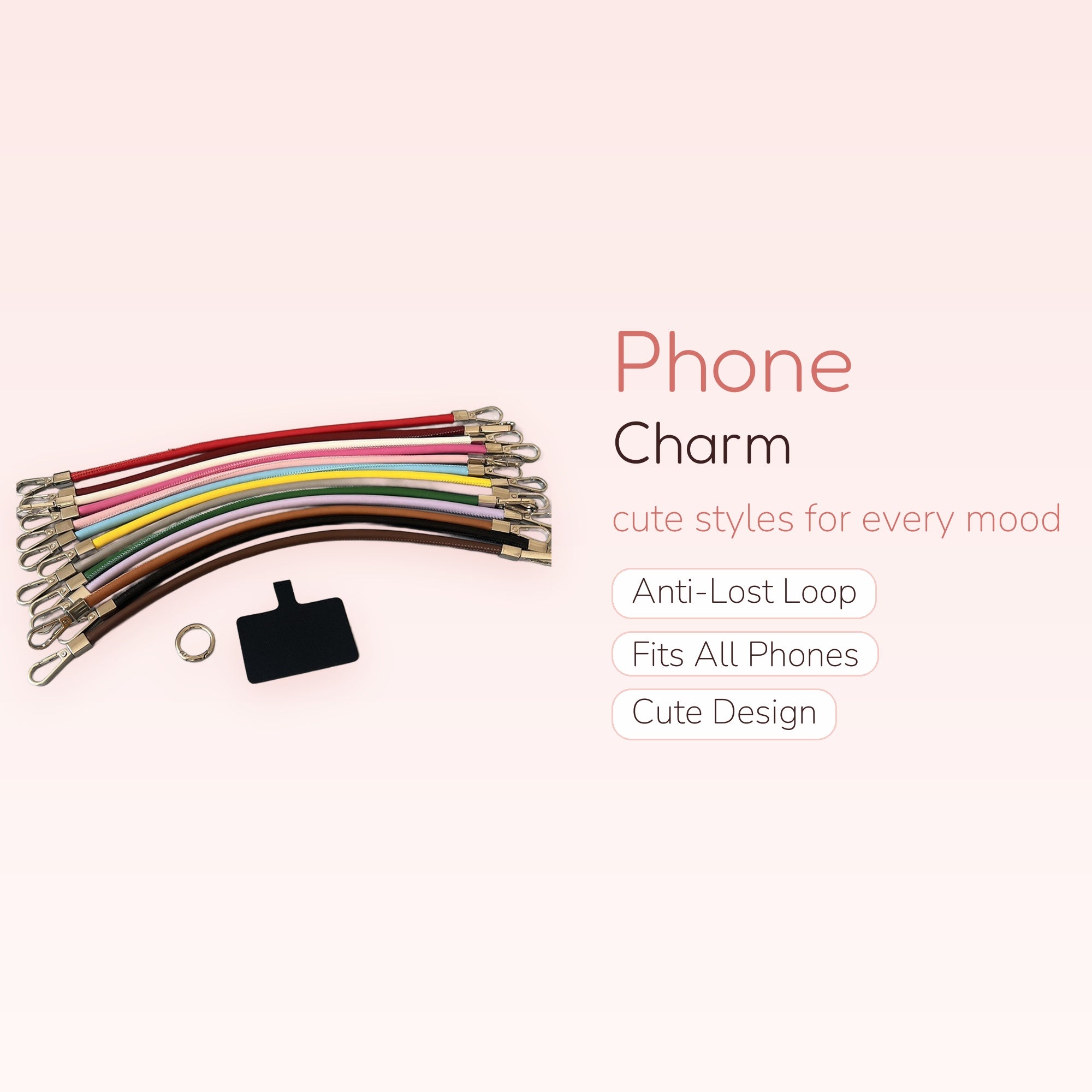 Colorful Faux Leather Phone Lanyard Straps | Aesthetic Wristlet Keychain with Metal Clasps