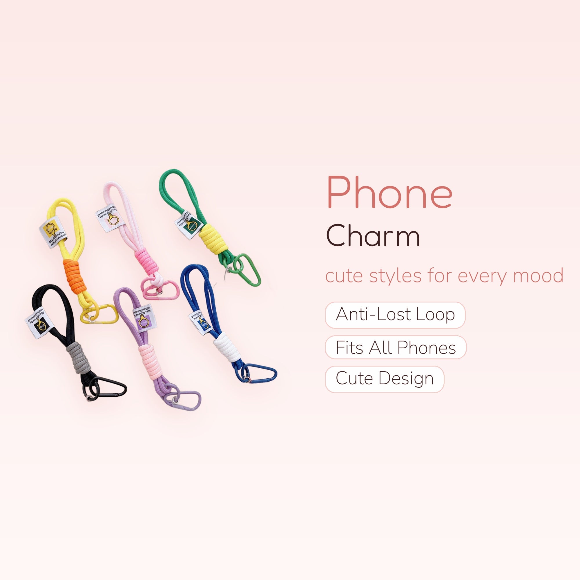 Colorful Braided Rope Phone Charm Strap | Aesthetic Wrist Lanyard Keychain