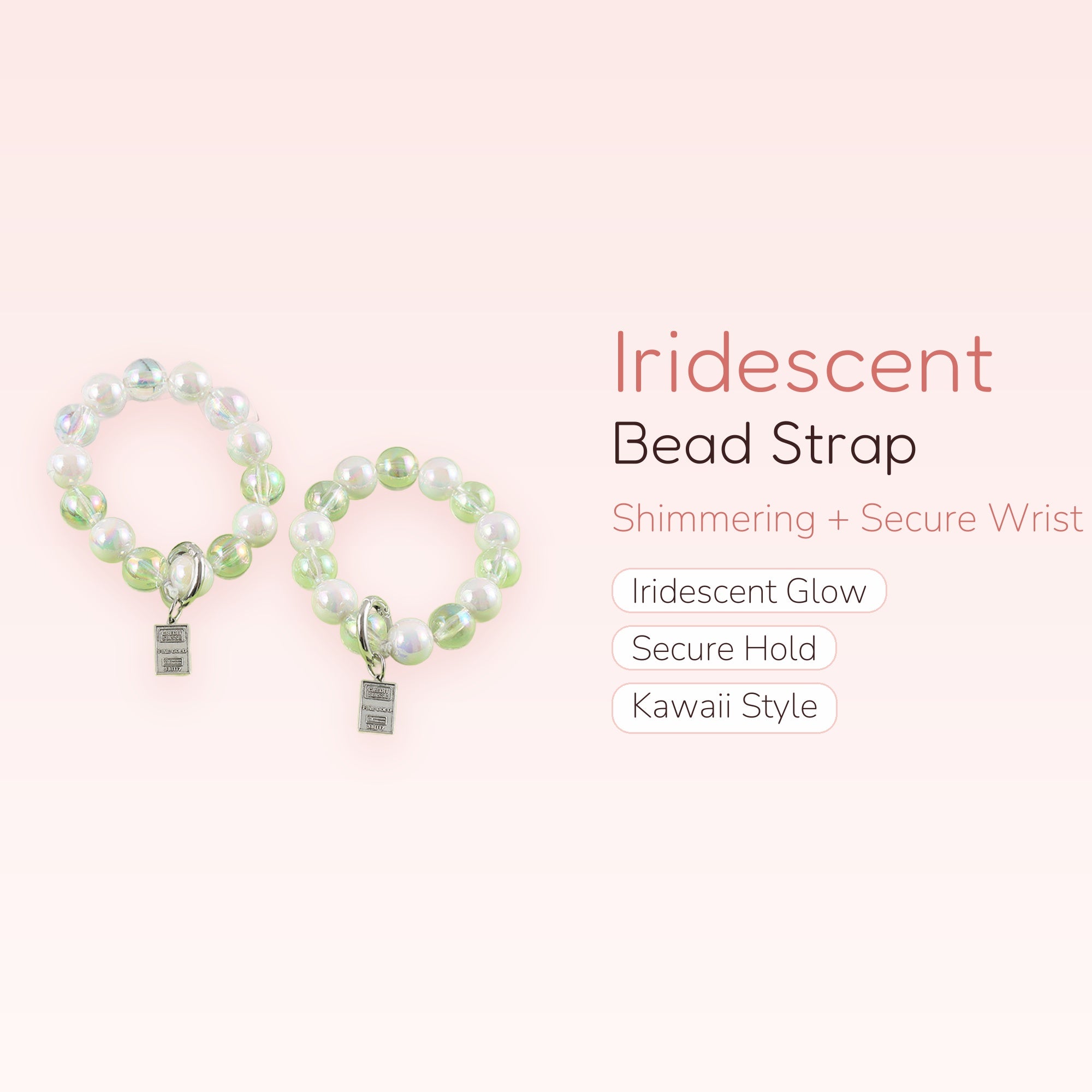 Iridescent Pearl Phone Charm Strap | Cute Beaded Wrist Lanyard