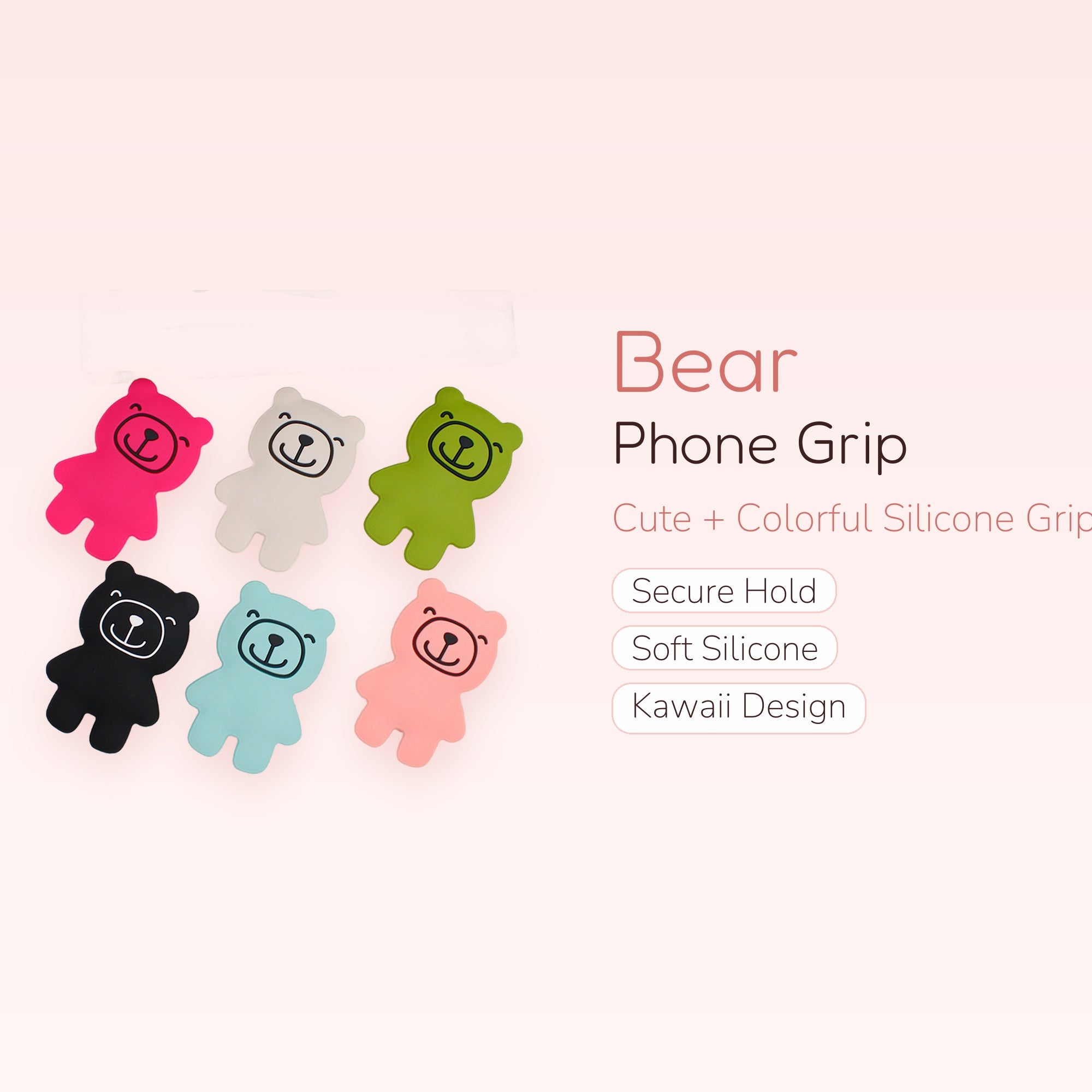 Cute Bear Phone Grip | Kawaii Silicone Pop Socket for Phones