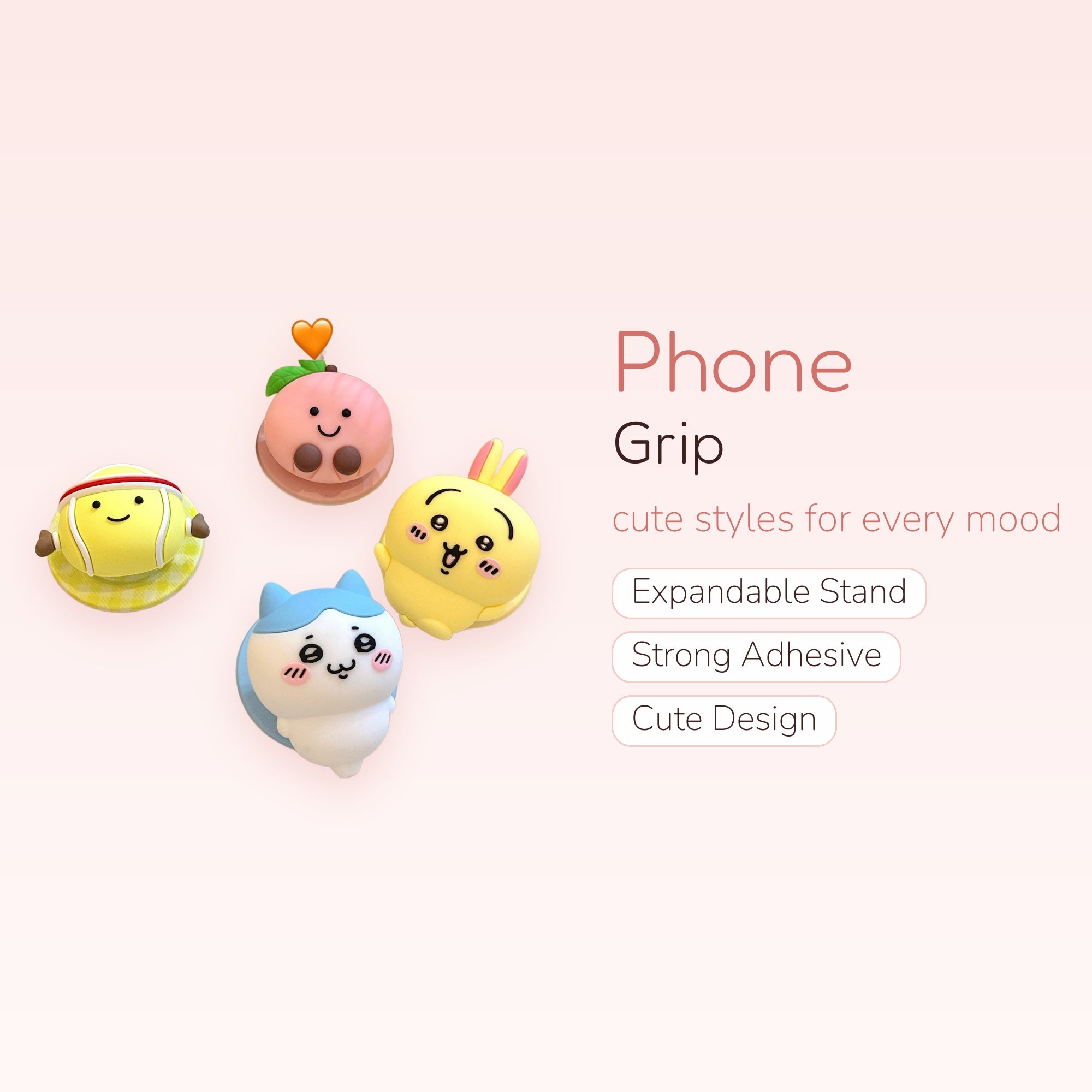 Kawaii Cartoon Magsafe Phone Grip | Cute Animal & Fruit Pop Socket Stand