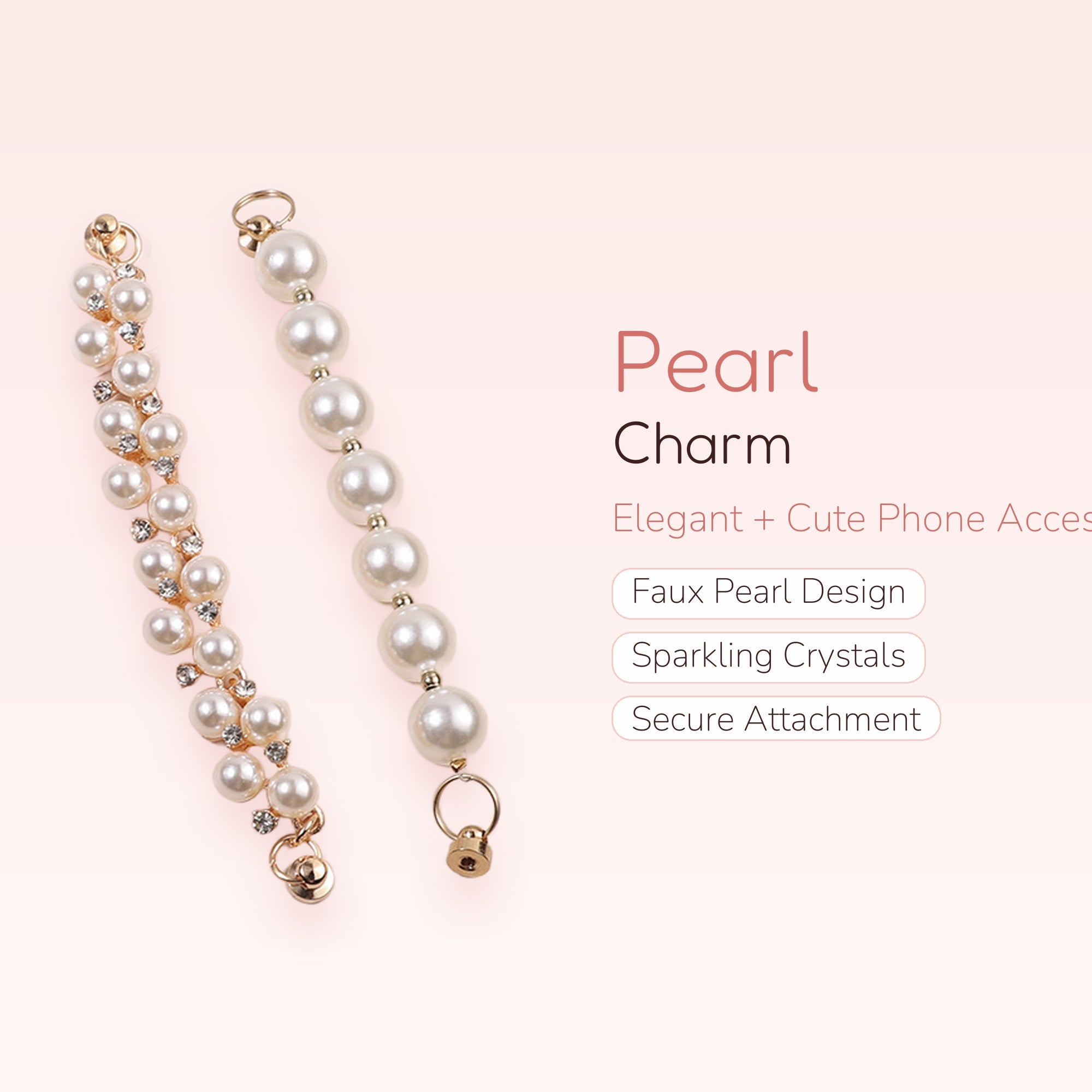 Elegant Pearl & Crystal Phone Charm Strap | Wrist Lanyard