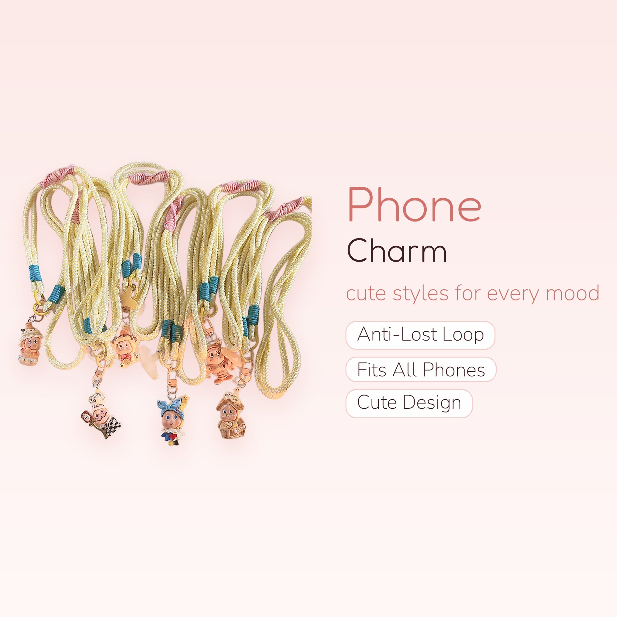 SIMPLYBUBBI — Whimsical Figurines & Braided Neck Strap | Kawaii Phone Lanyard