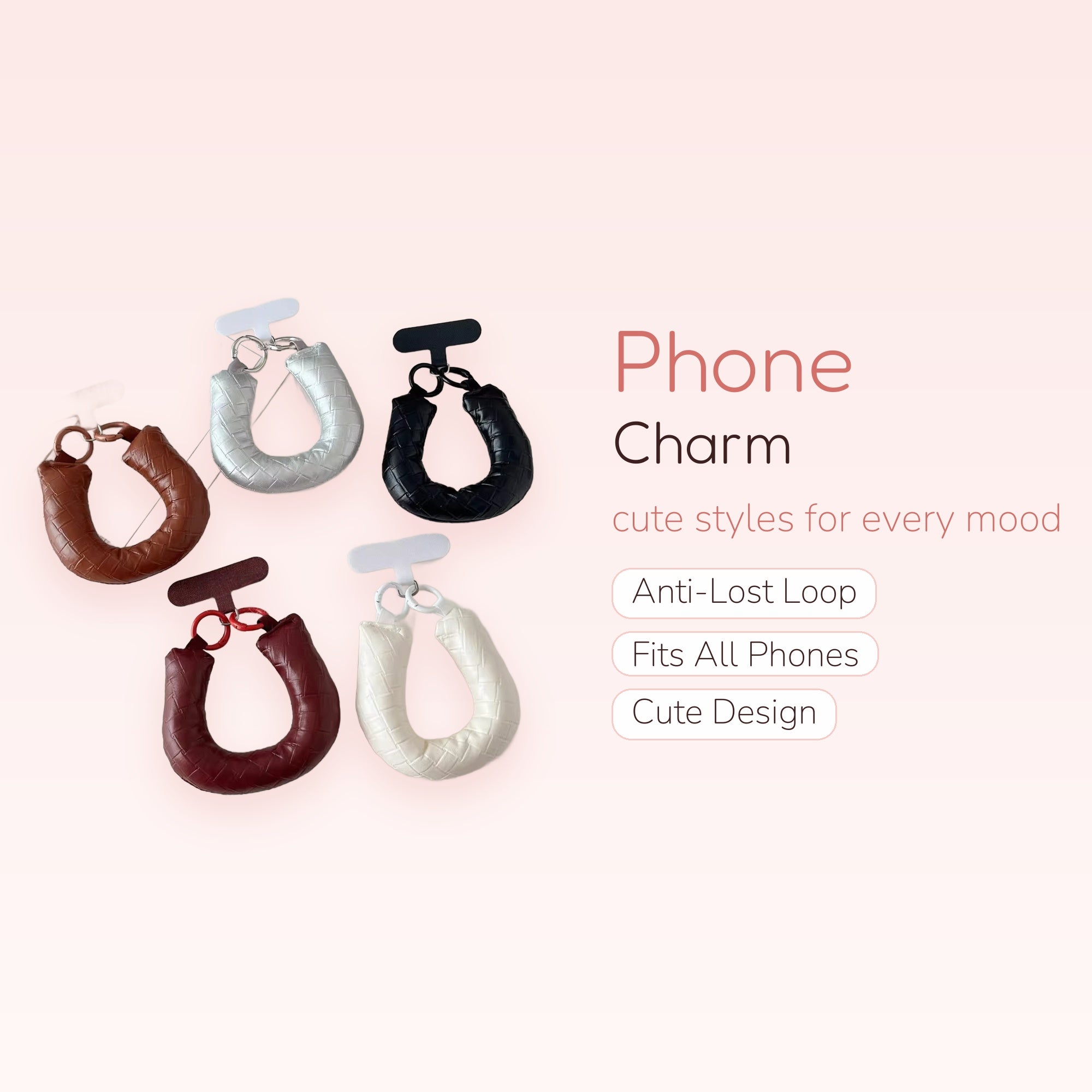 Woven Leather U-Shaped Phone Charm | Aesthetic Wrist Strap for Phone
