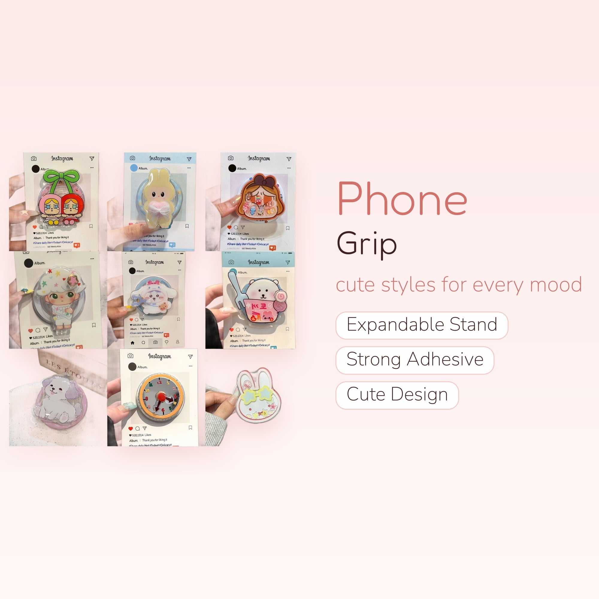 Kawaii Cartoon Character Phone Grip | Cute Pop Socket Stand for Girls